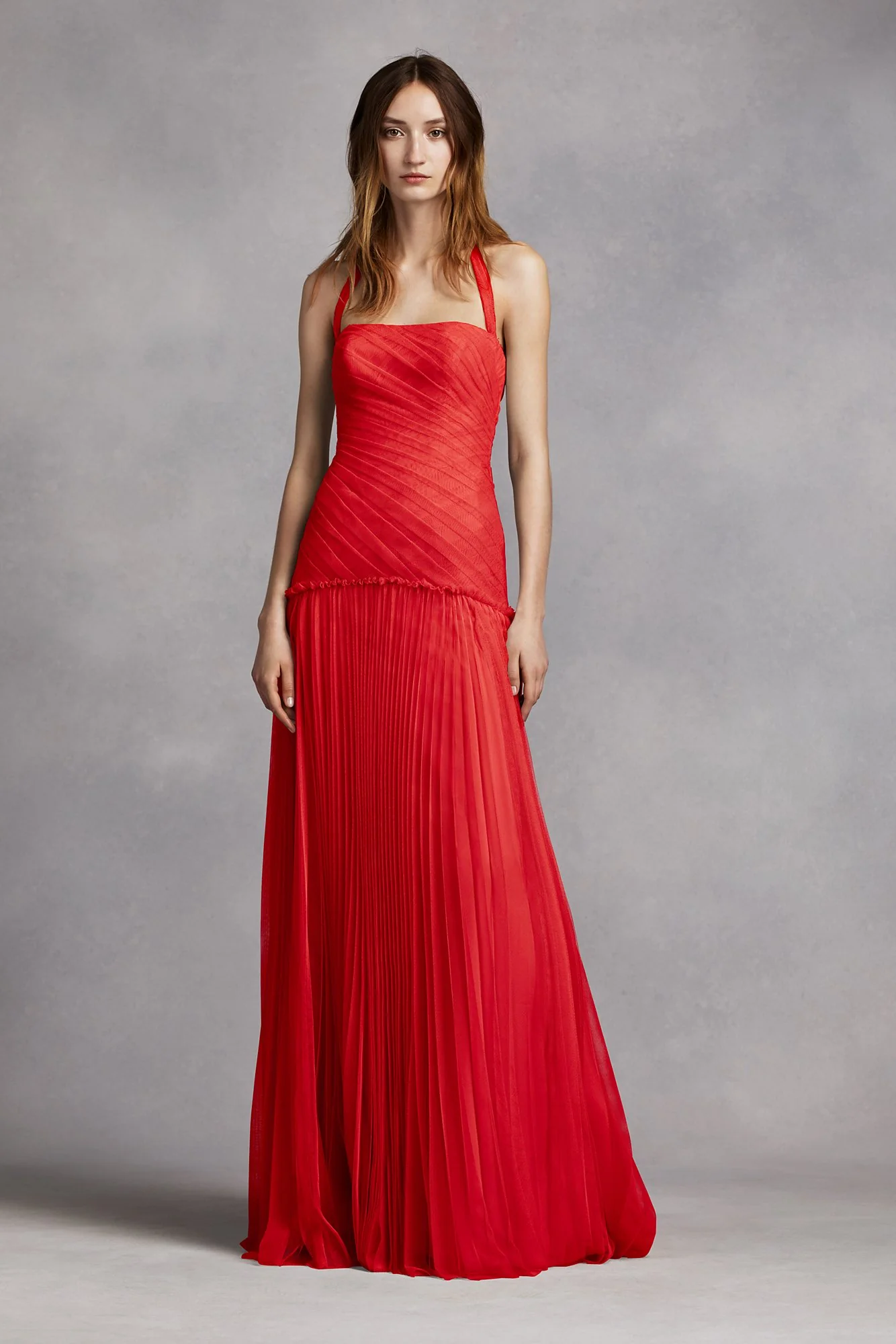 Halter Bobbin Net Drop Waist Pleated Skirt Dress - Image 12