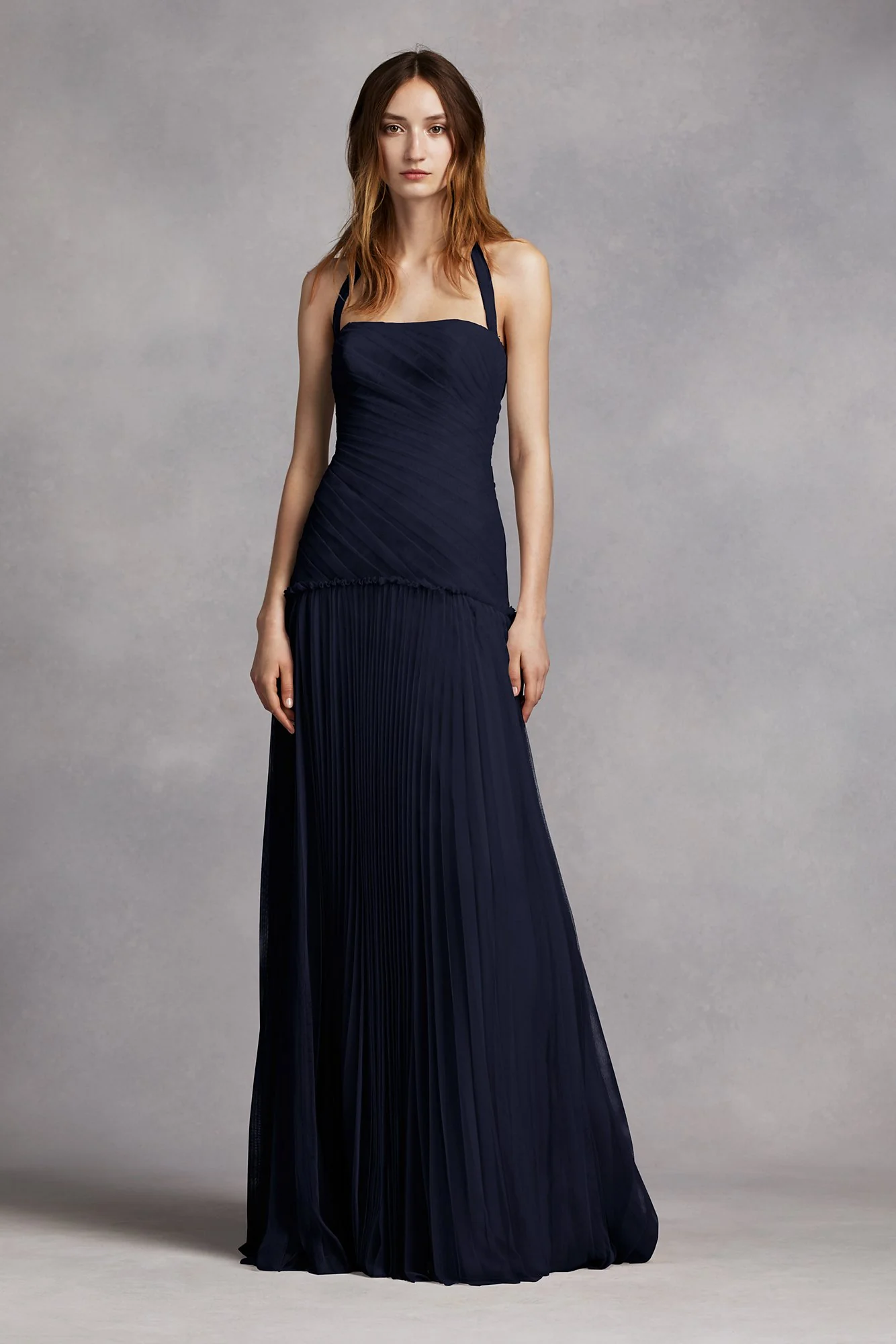 Halter Bobbin Net Drop Waist Pleated Skirt Dress - Image 13