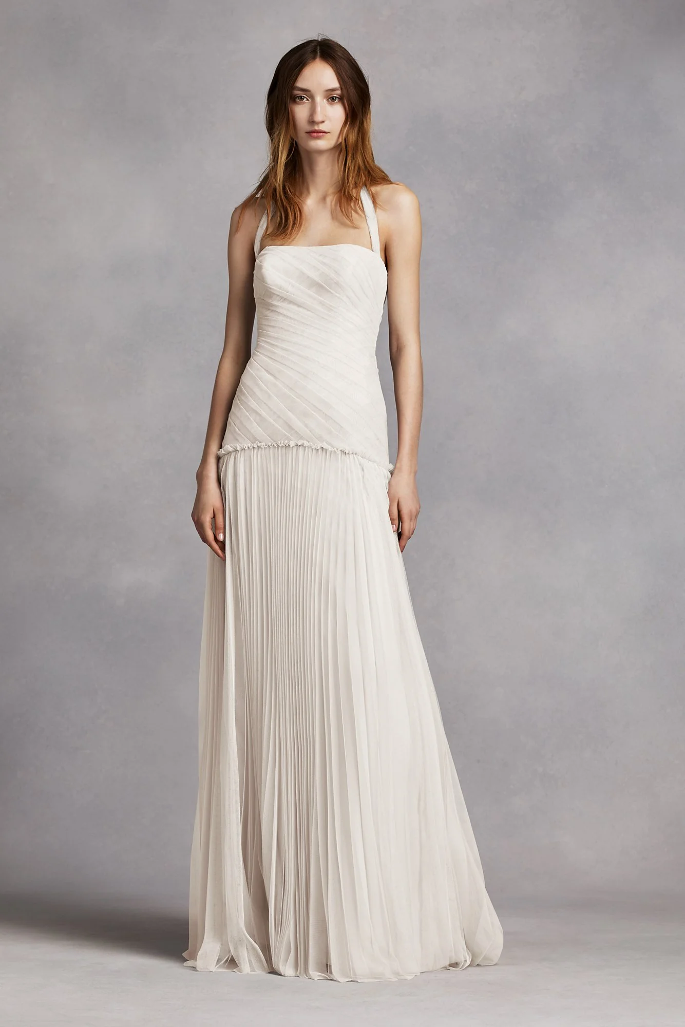 Halter Bobbin Net Drop Waist Pleated Skirt Dress - Image 14