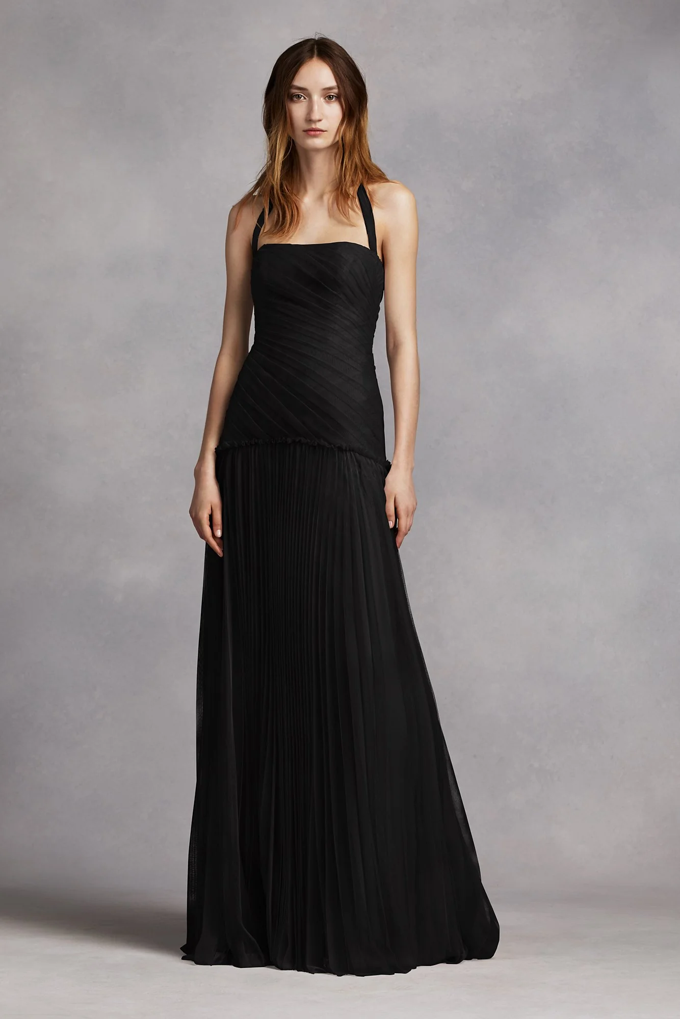 Halter Bobbin Net Drop Waist Pleated Skirt Dress - Image 7