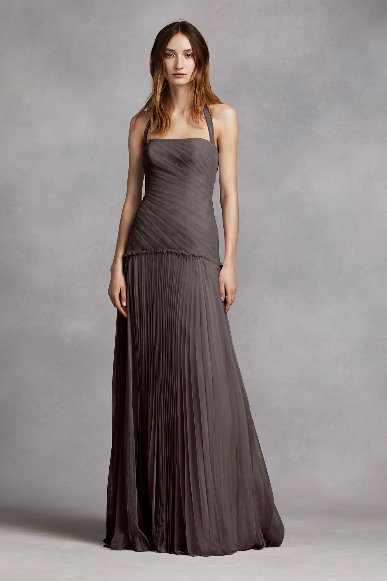 Halter Bobbin Net Drop Waist Pleated Skirt Dress - Image 9