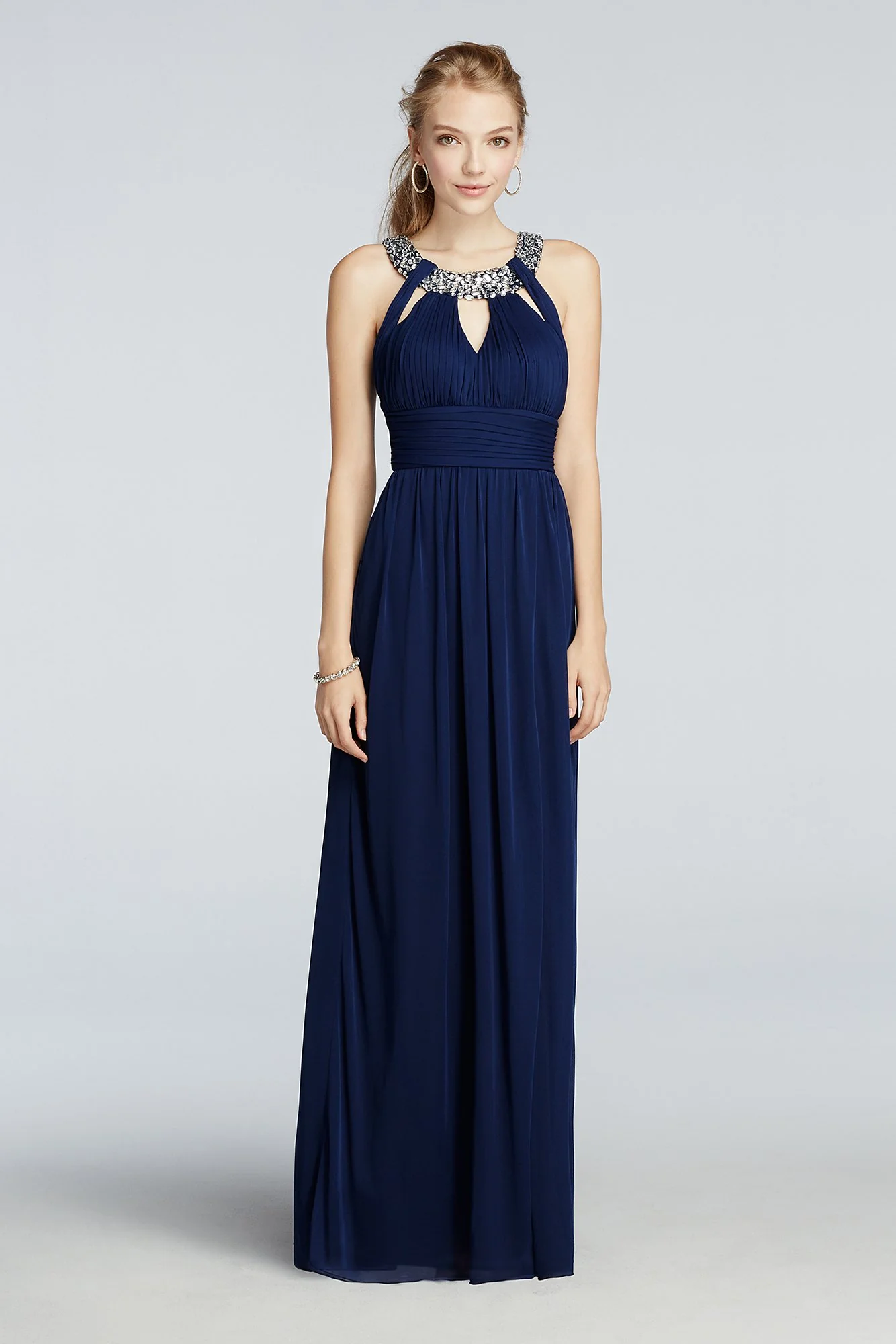 Halter Crystal Beaded Prom Dress with Cut Outs - Image 2