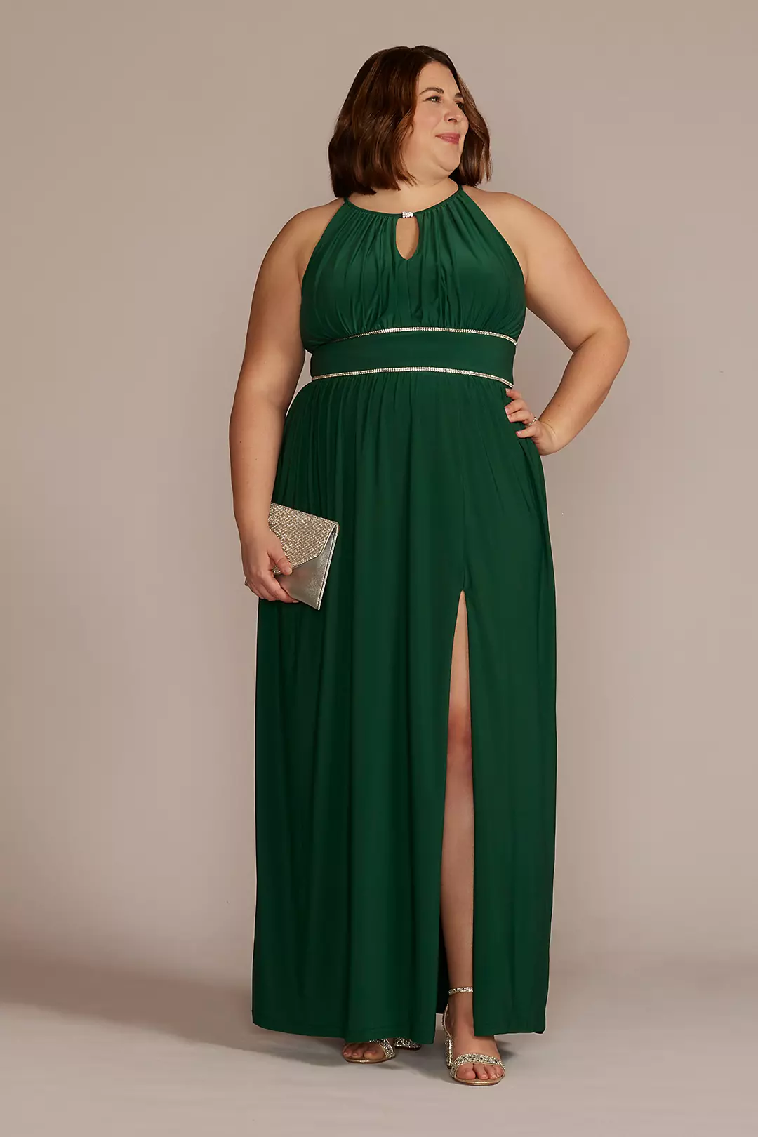 Halter Jersey Knit Gown with Rhinestone Waist - Image 16