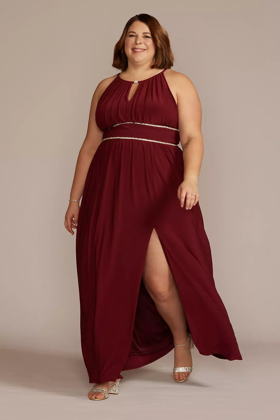 Halter Jersey Knit Gown with Rhinestone Waist - Image 23