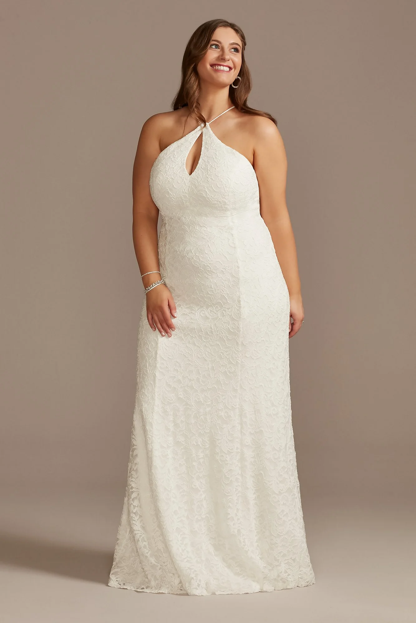 Halter Keyhole Lace Dress with Lace-Up Back - Image 2