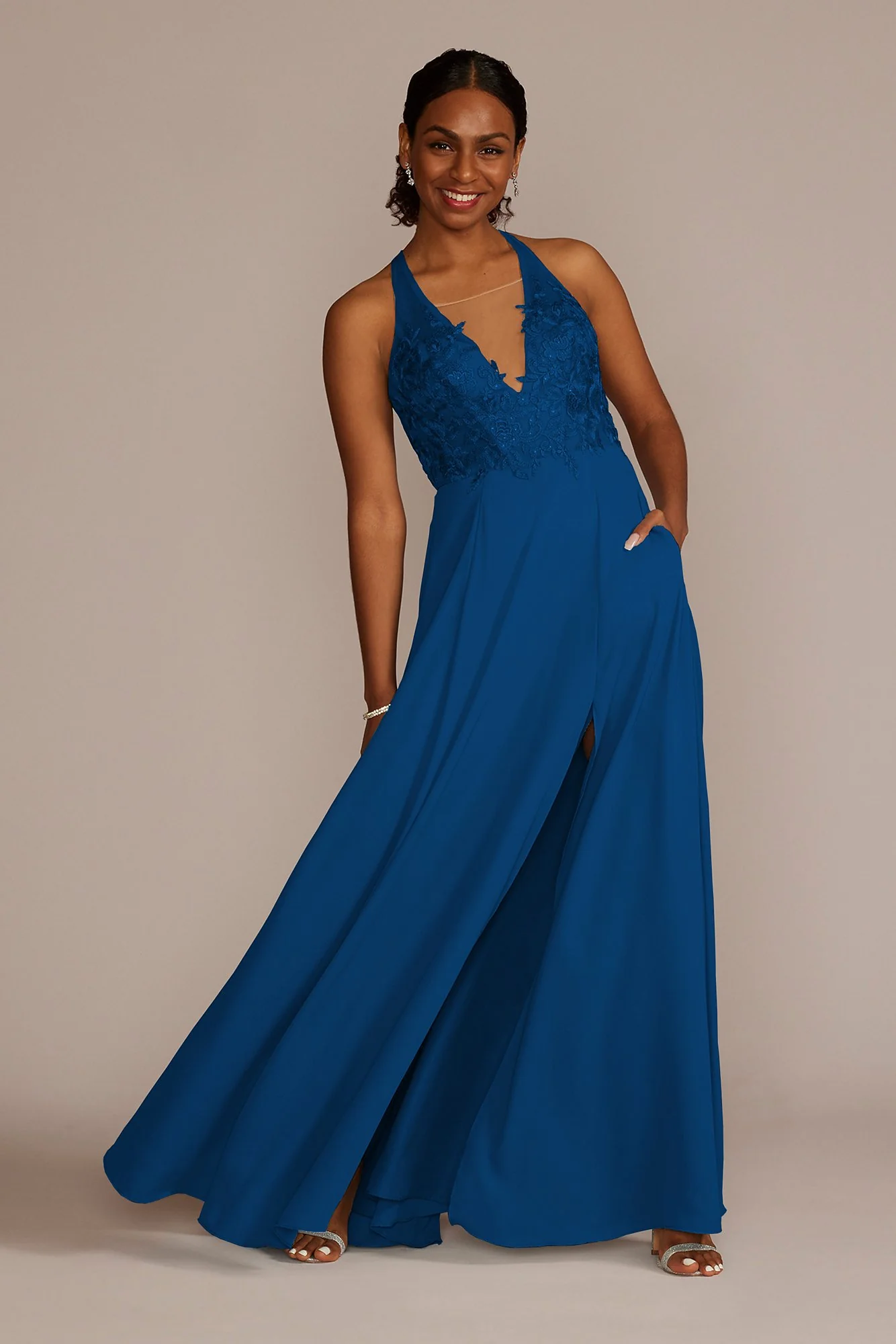 Halter Lace and Georgette Dress - Image 21