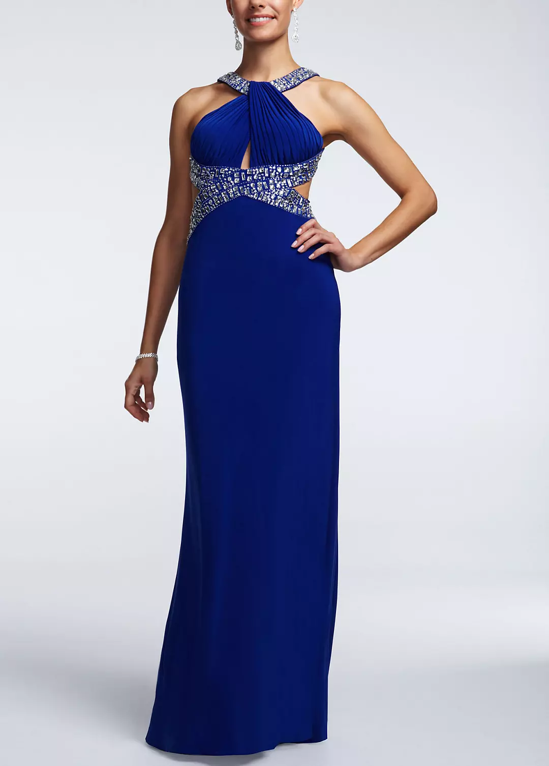 Halter Neck Key Hole Beaded Dress with Open Back - Image 4