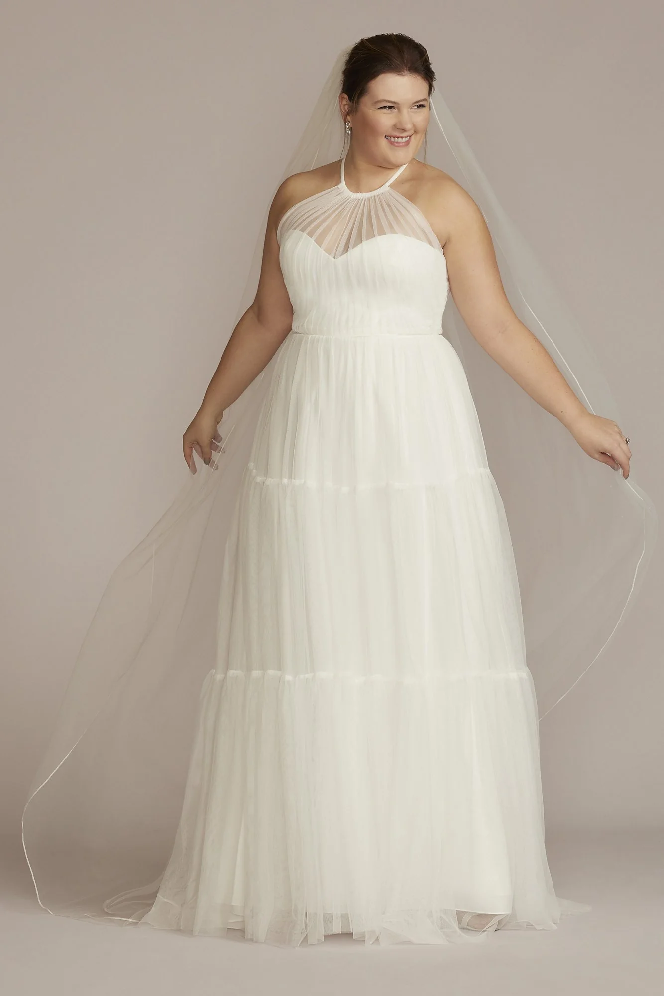 Halter Tulle Wedding Gown with Tiered Skirt - Image 2