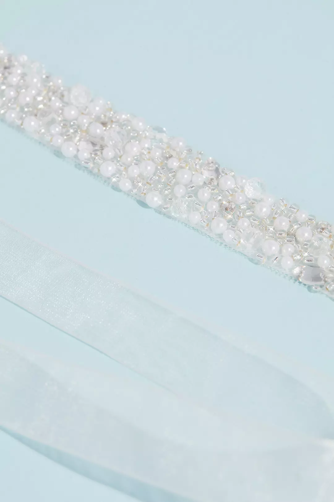 Allover Beaded Pearl and Marquise Cut Crystal Sash - Image 2