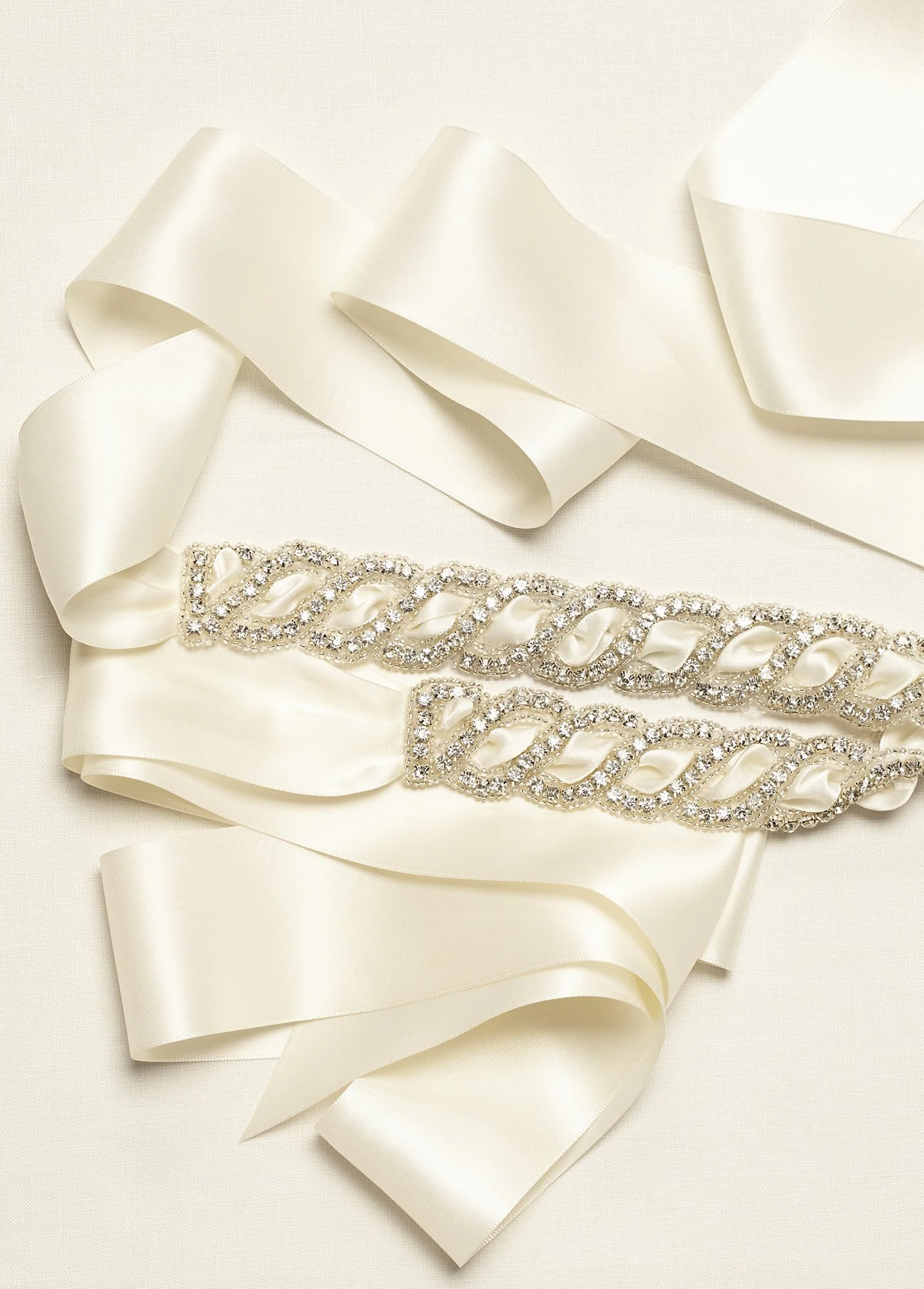 Heavily Embellished Woven Satin Sash