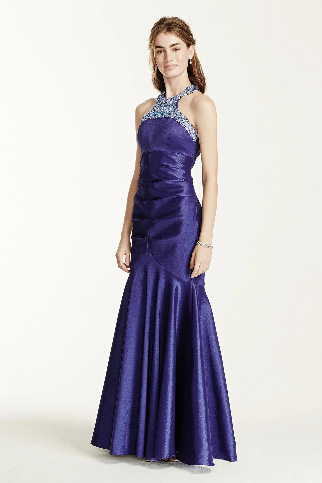 Heavily Encrusted Halter Neck Fit and Flare Dress - Image 2