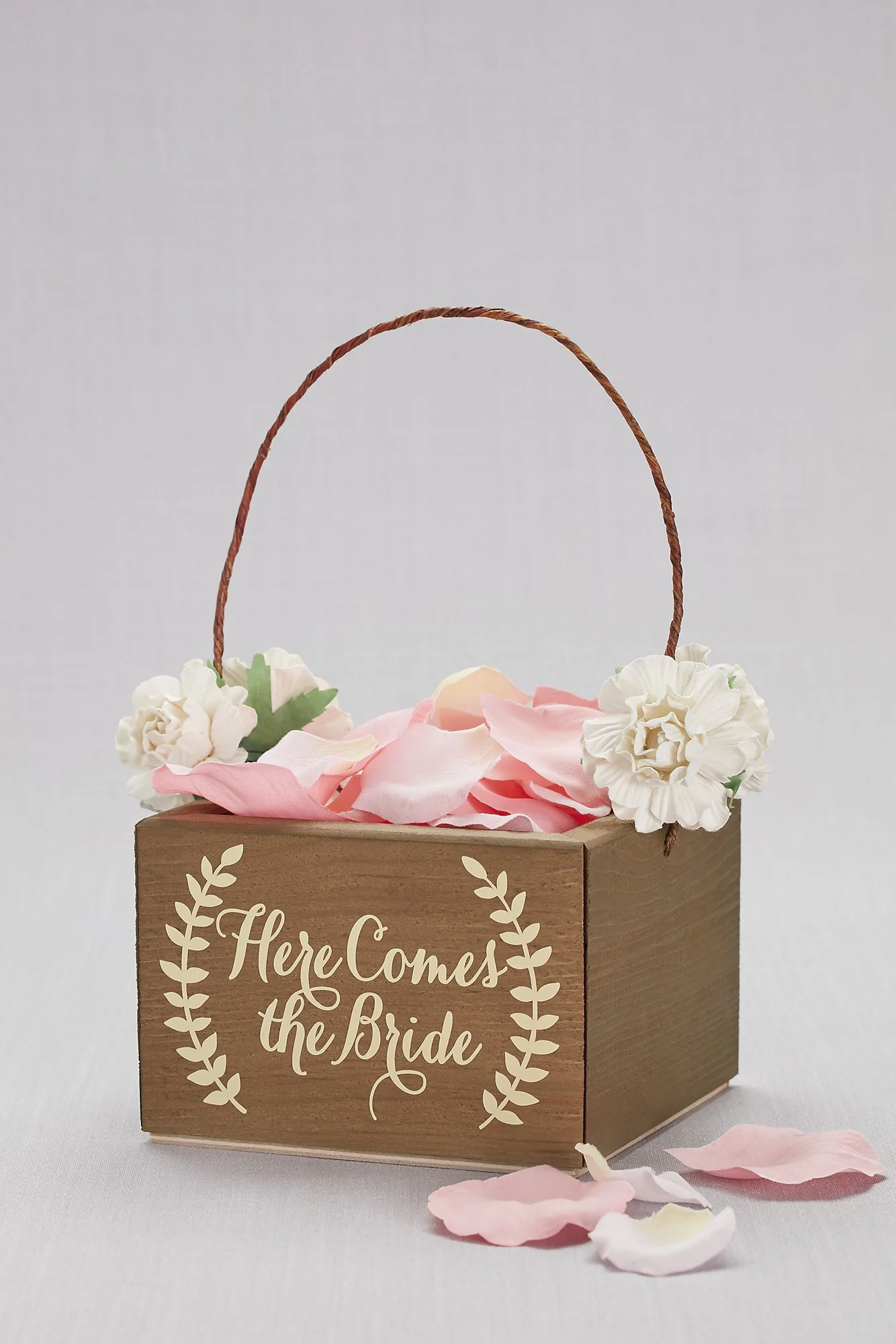 Here Comes the Bride Wooden Flower Girl Basket