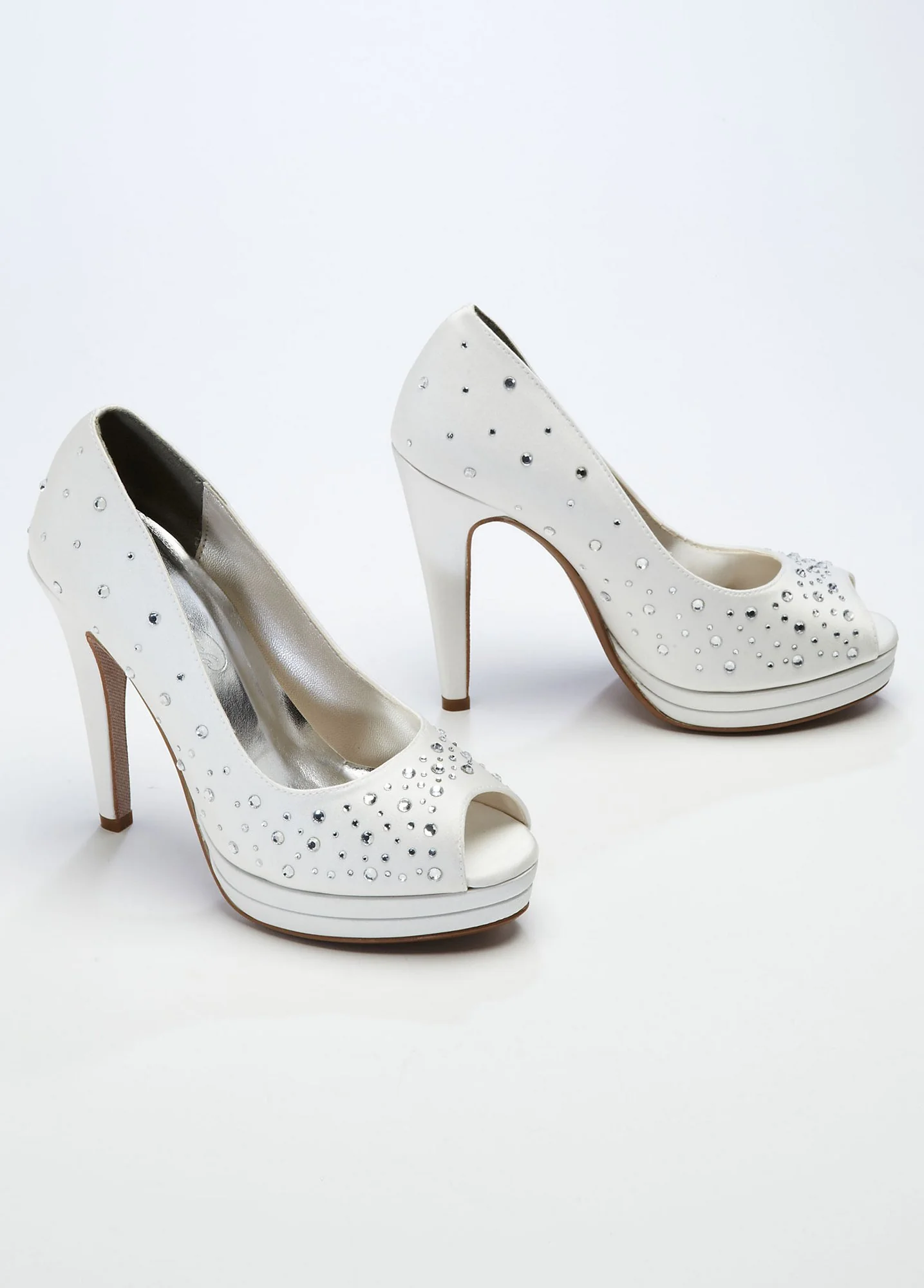High Heel Peep Toe Platform with Crystal Detail