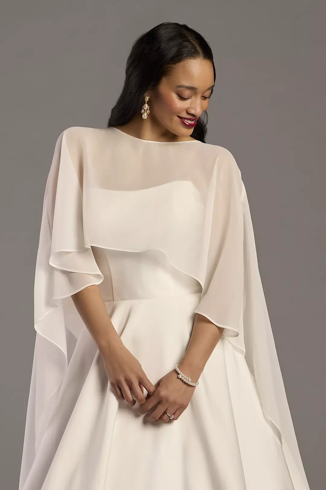 High-Low Cascade Chiffon Bridal Cape
