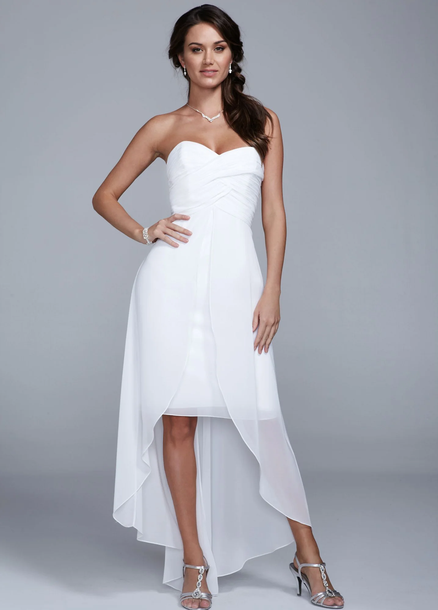 High Low Chiffon Dress with Split Front Detail