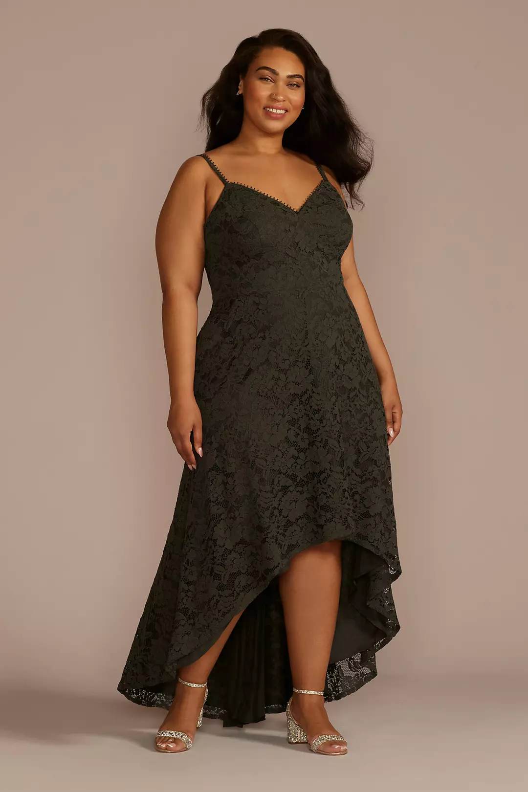 High-Low Corded Lace A-Line Dress - Image 3