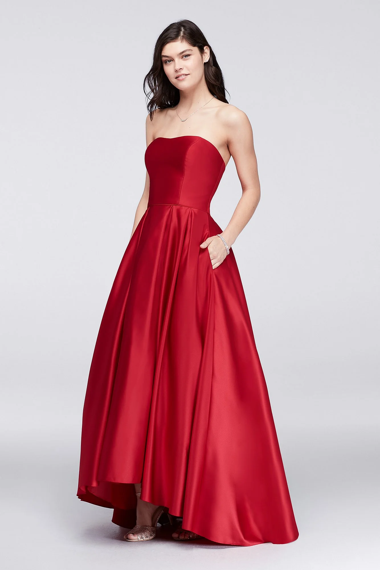 High-Low Lamour Satin Ball Gown