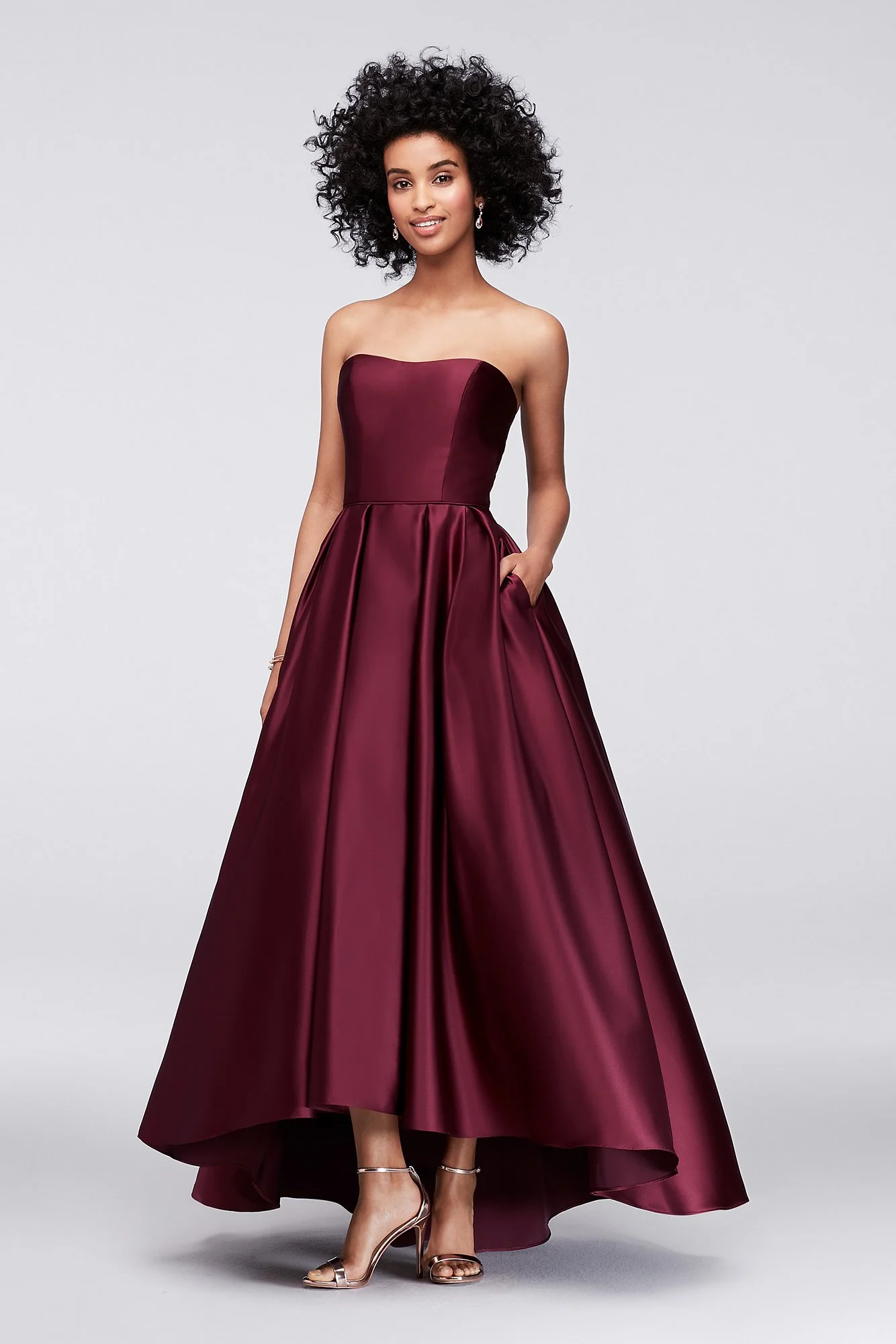 High-Low Lamour Satin Ball Gown - Image 2
