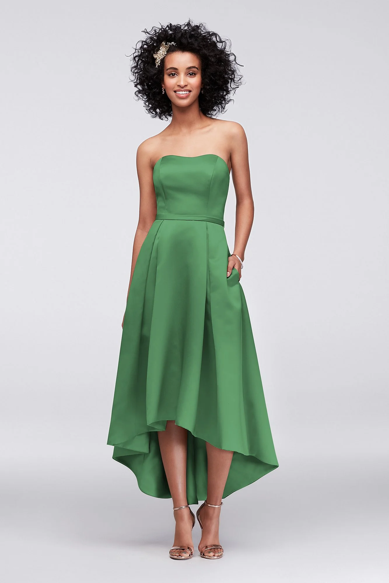 Strapless High-Low Bridesmaid Dress with Pockets - Image 13