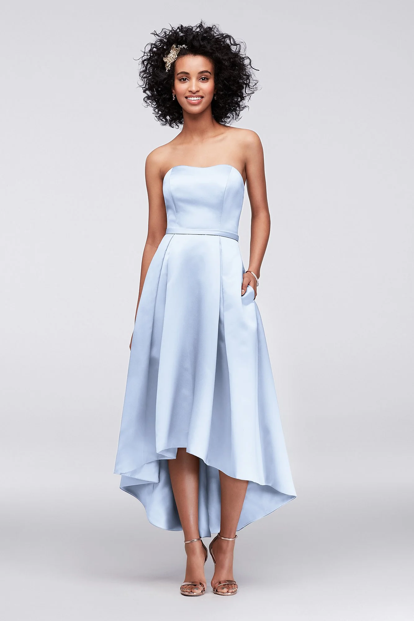 Strapless High-Low Bridesmaid Dress with Pockets - Image 15