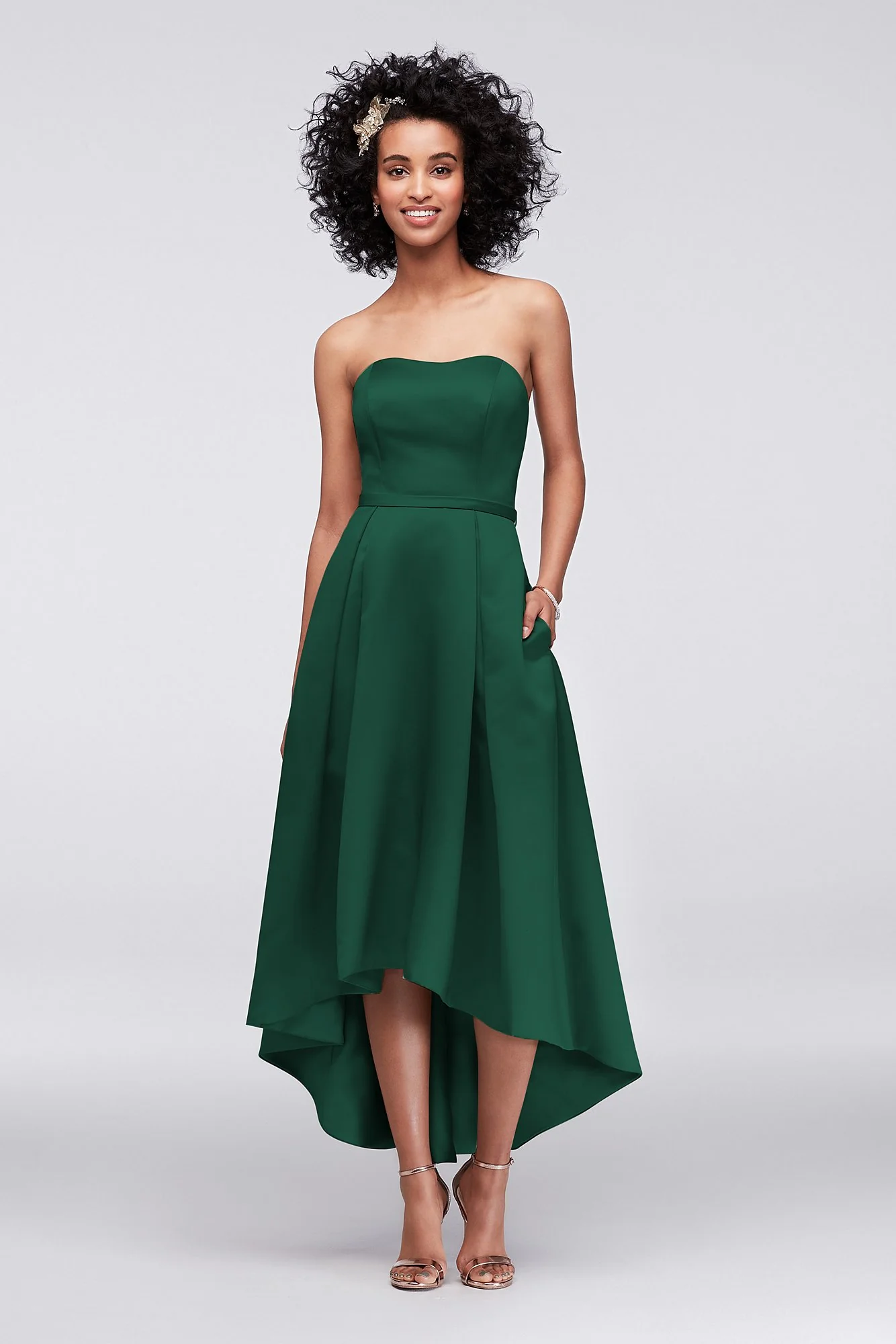 Strapless High-Low Bridesmaid Dress with Pockets - Image 18
