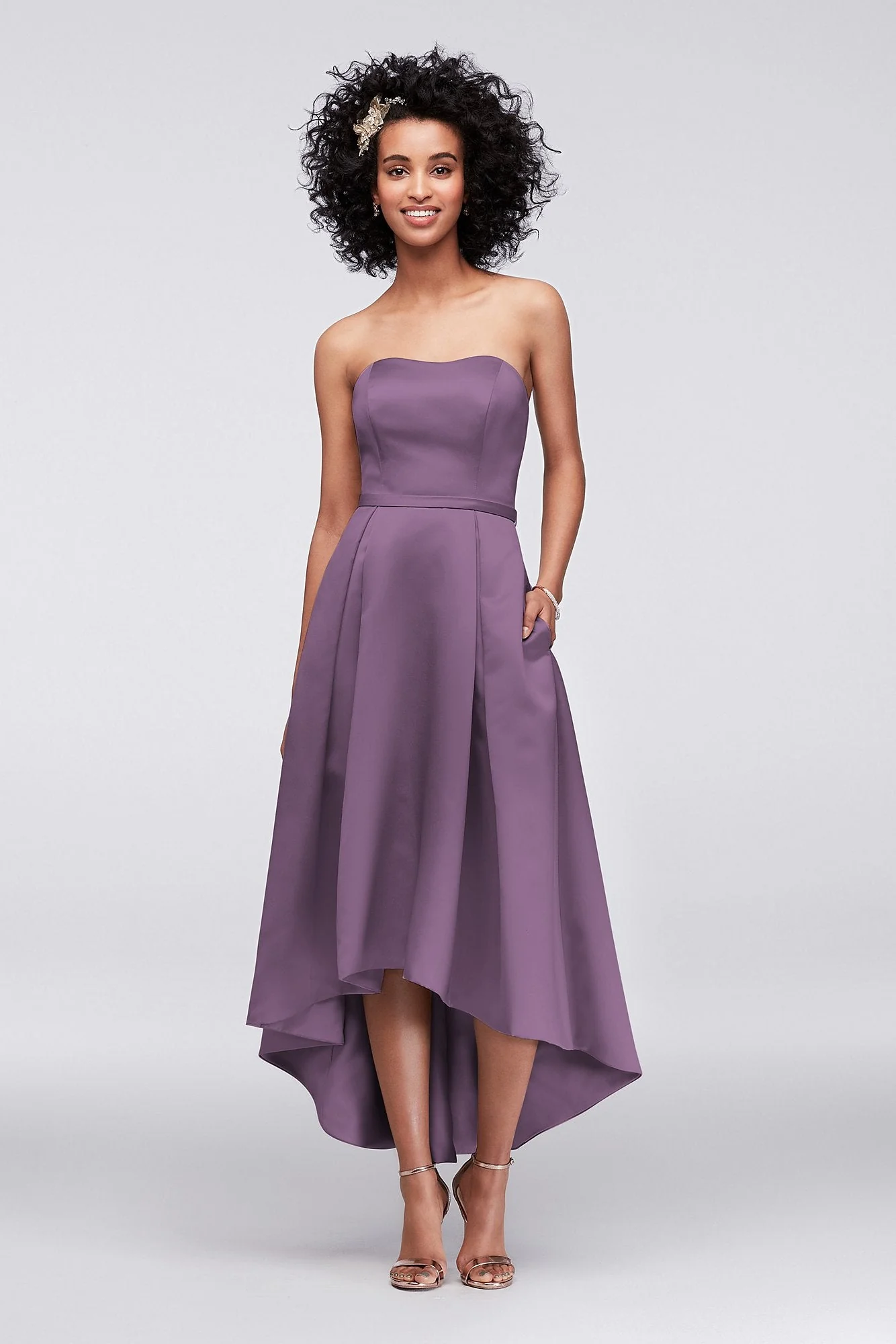 Strapless High-Low Bridesmaid Dress with Pockets - Image 22