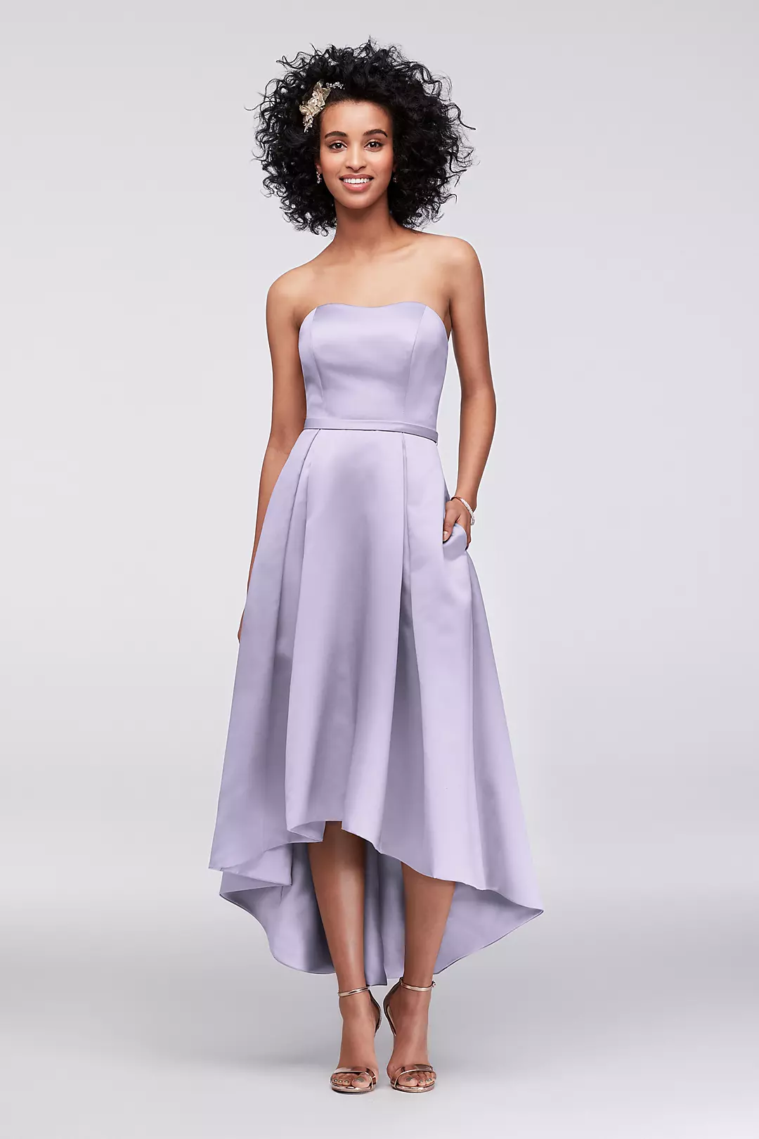 Strapless High-Low Bridesmaid Dress with Pockets - Image 49