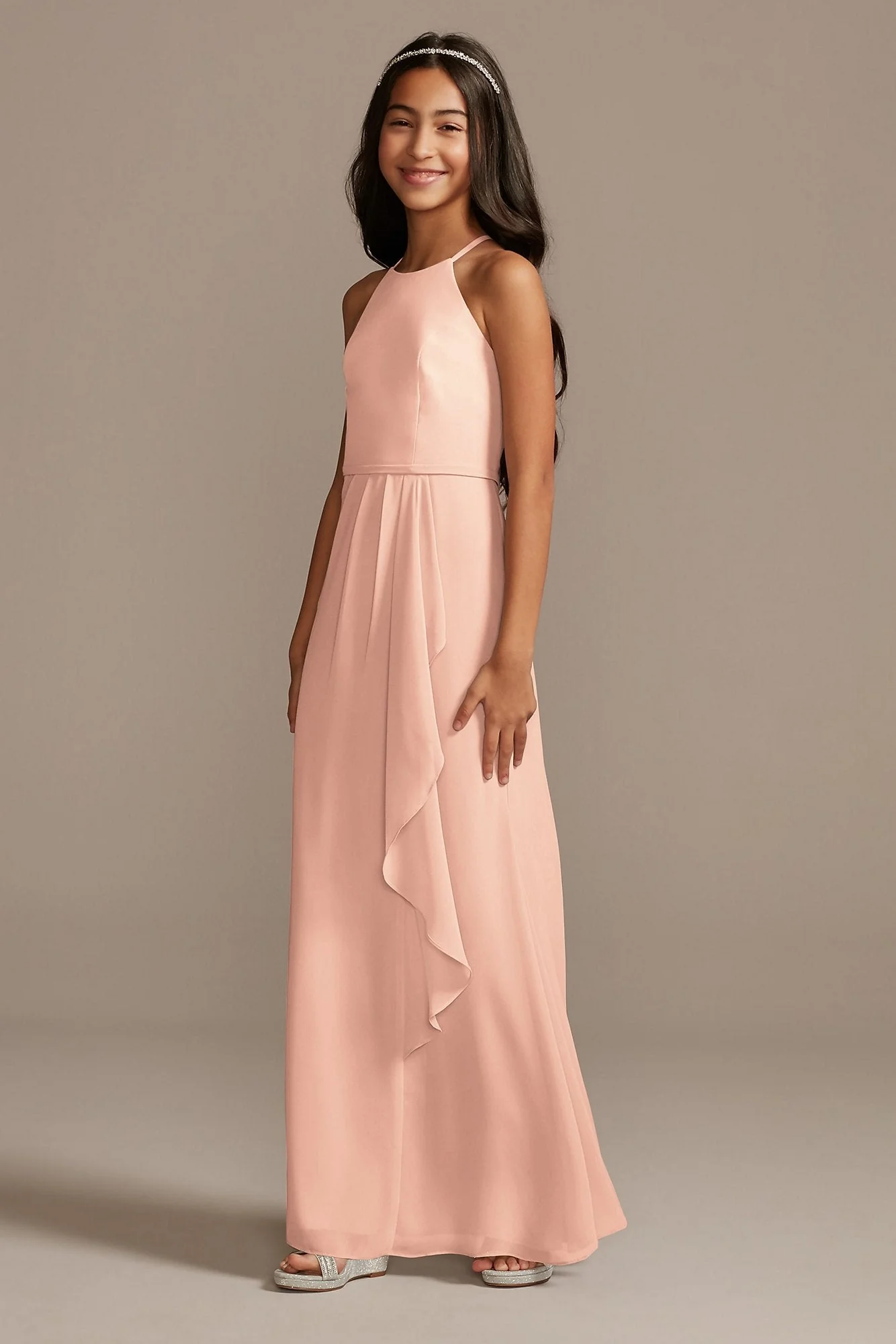 High Neck Chiffon Girls Dress - Image 11