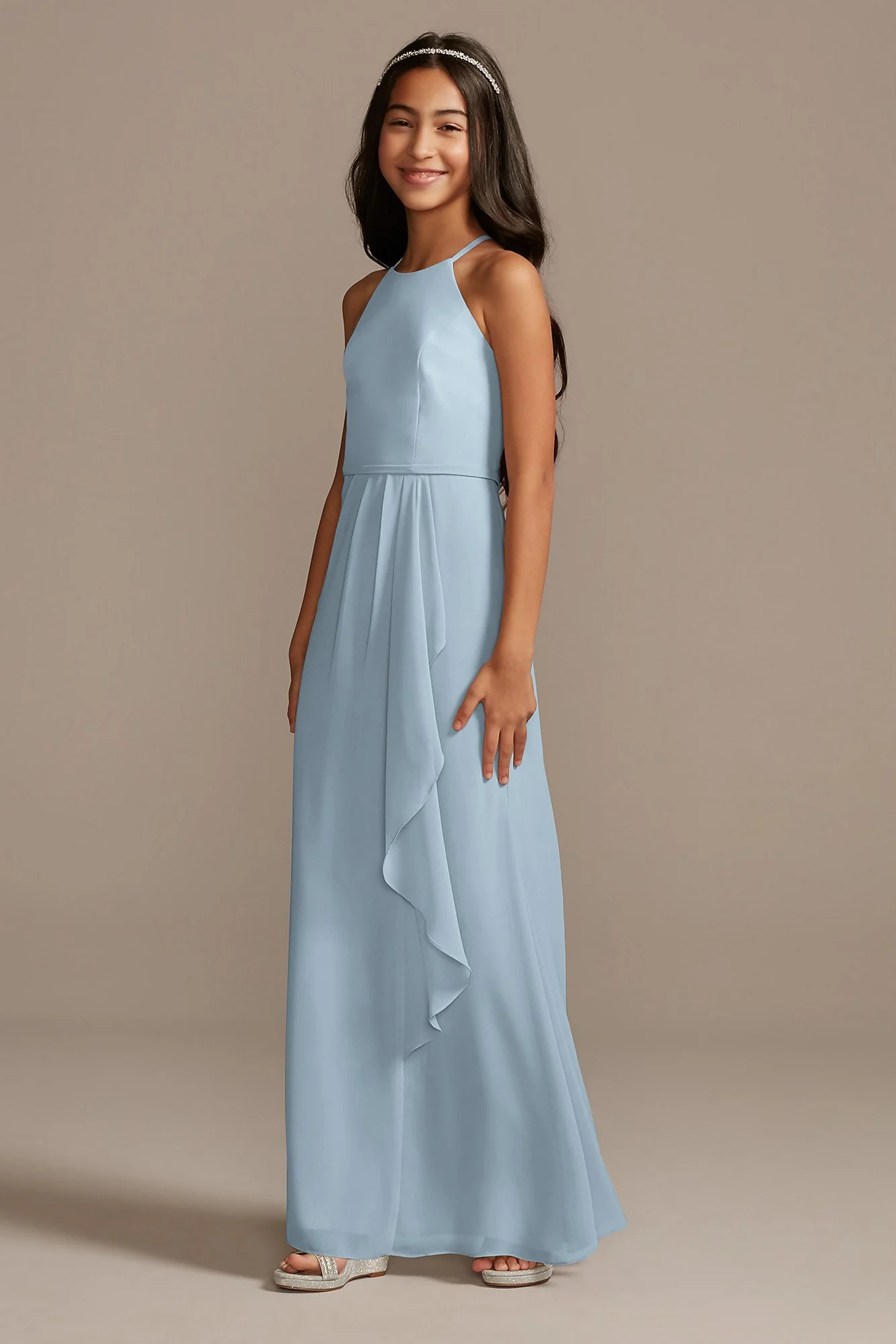 High Neck Chiffon Girls Dress - Image 12