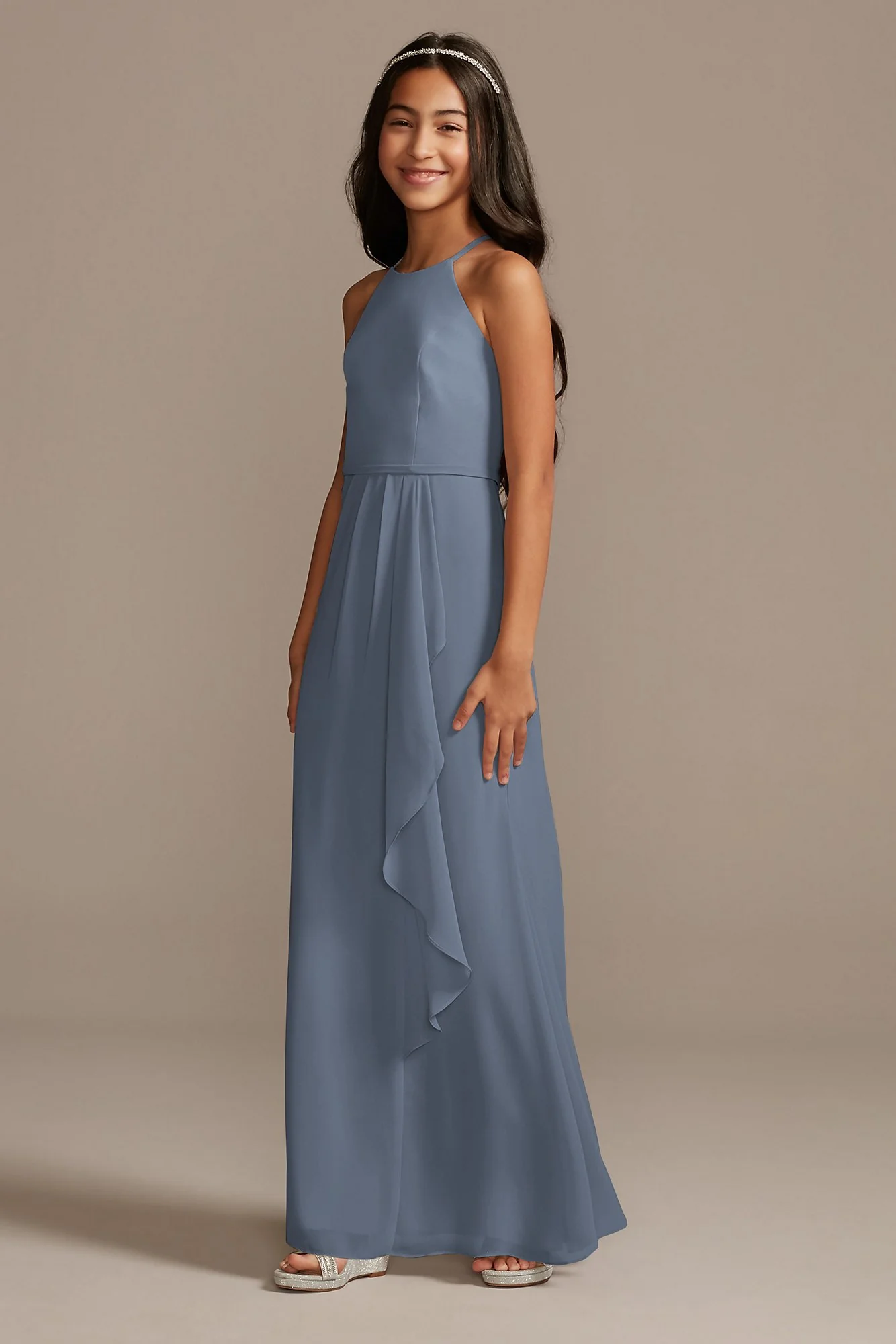 High Neck Chiffon Girls Dress - Image 13