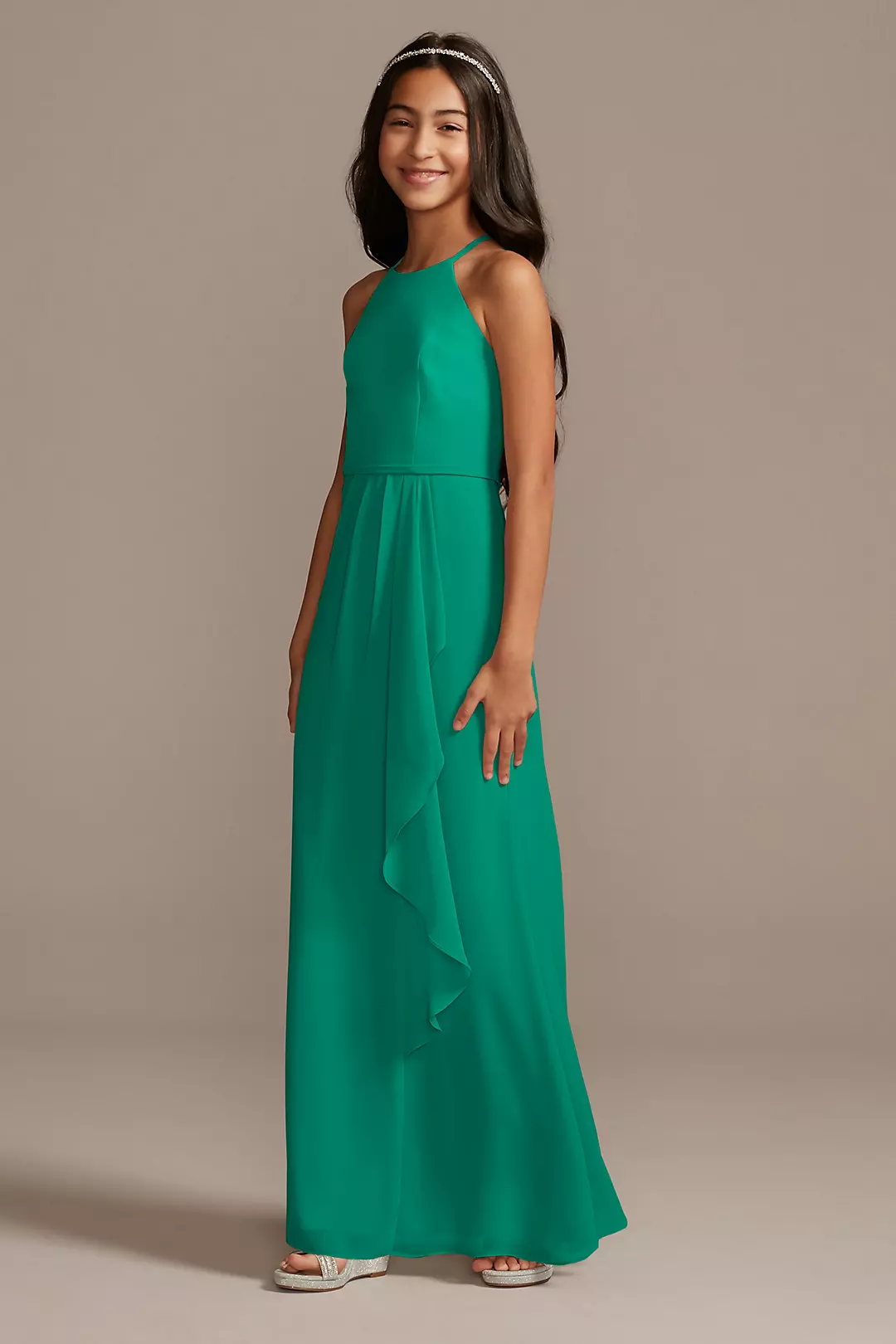 High Neck Chiffon Girls Dress - Image 14