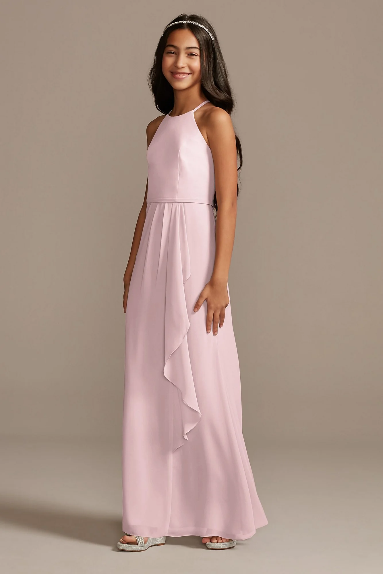 High Neck Chiffon Girls Dress - Image 15