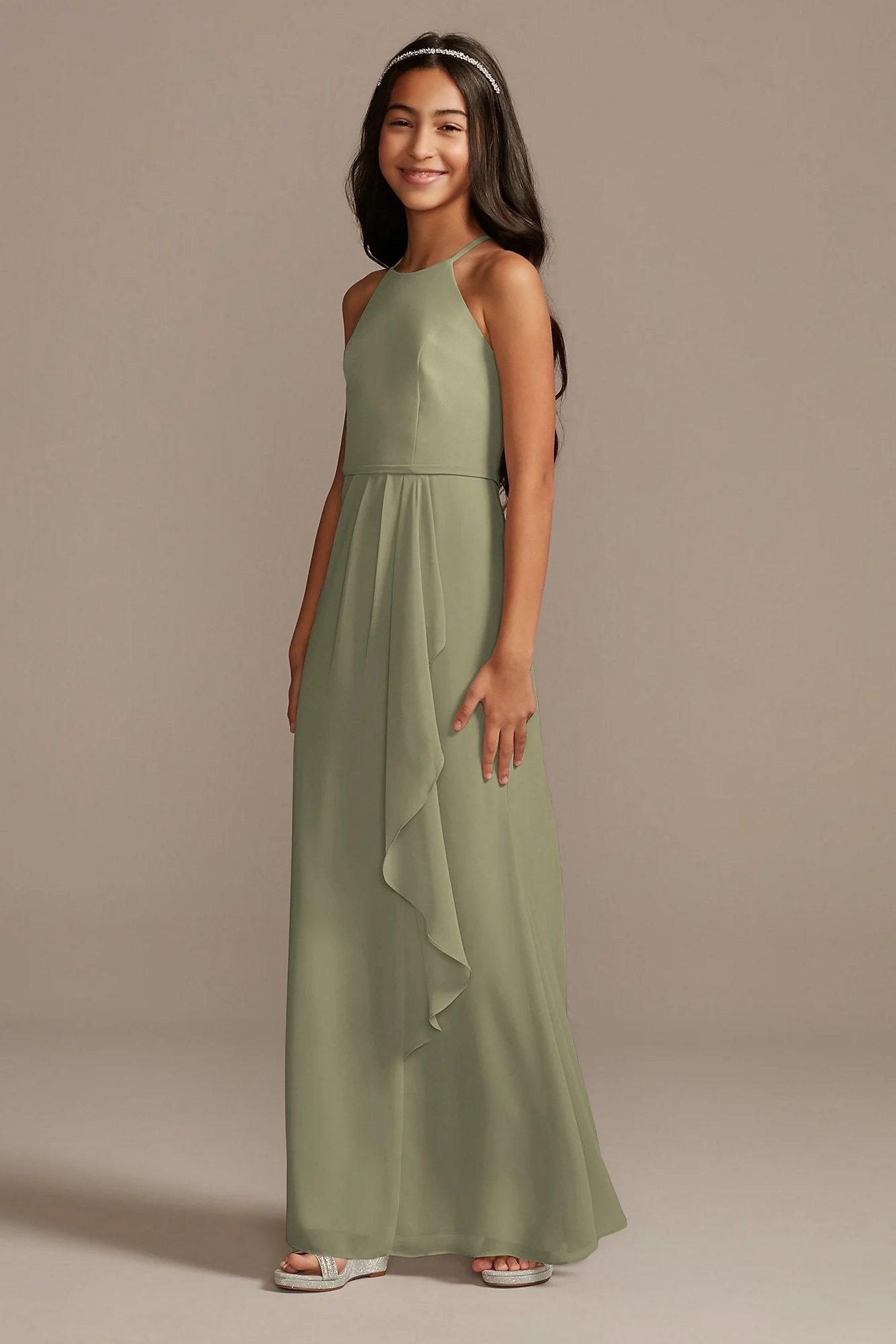High Neck Chiffon Girls Dress - Image 16