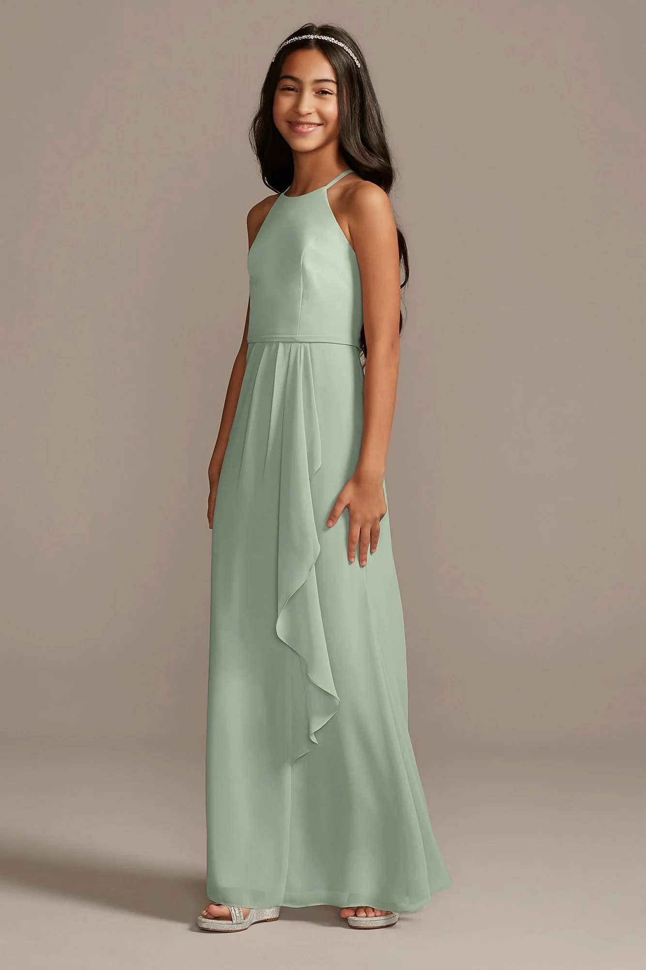 High Neck Chiffon Girls Dress - Image 18