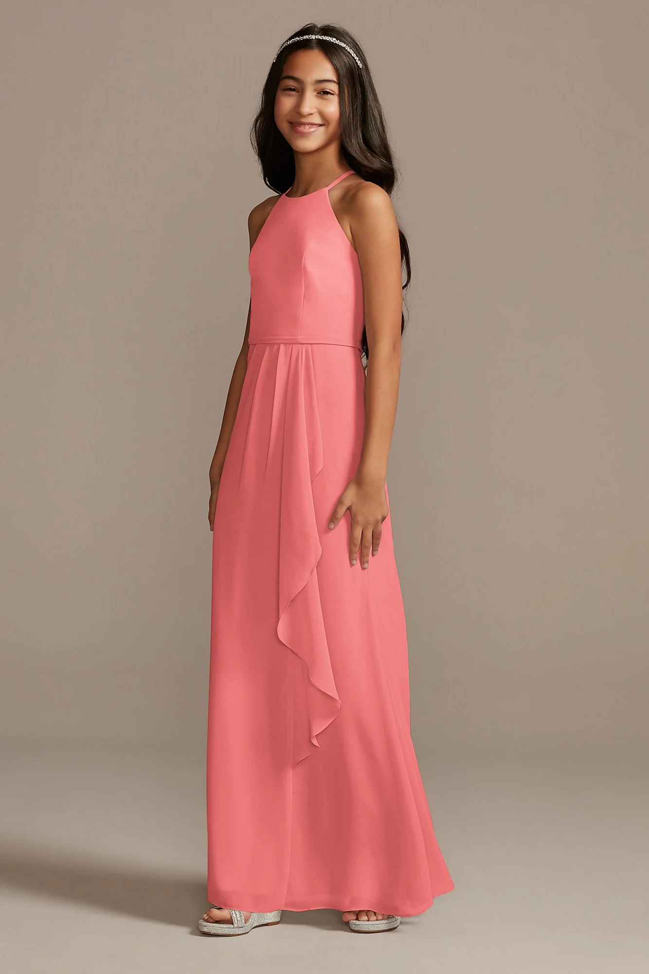 High Neck Chiffon Girls Dress - Image 2
