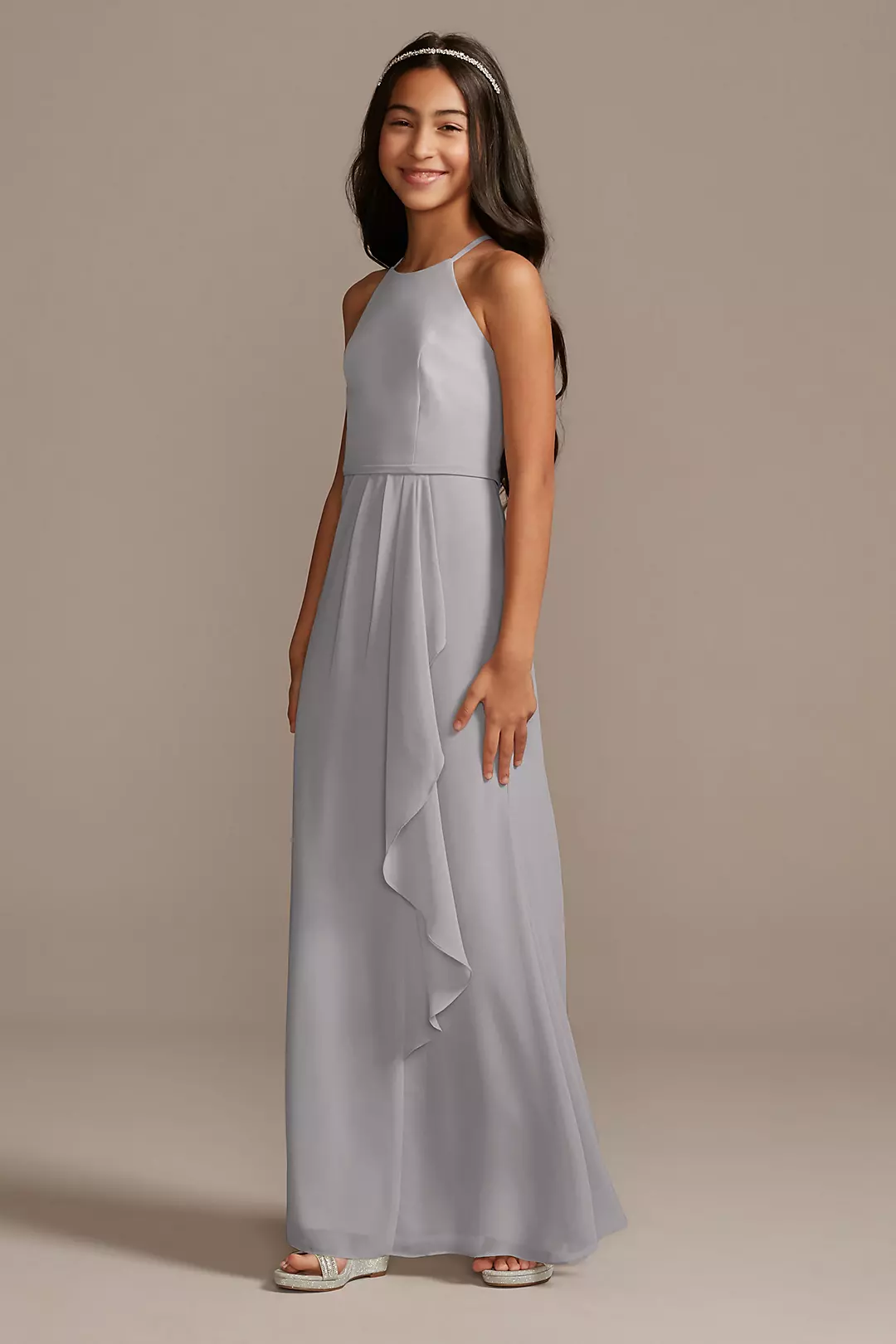 High Neck Chiffon Girls Dress - Image 20