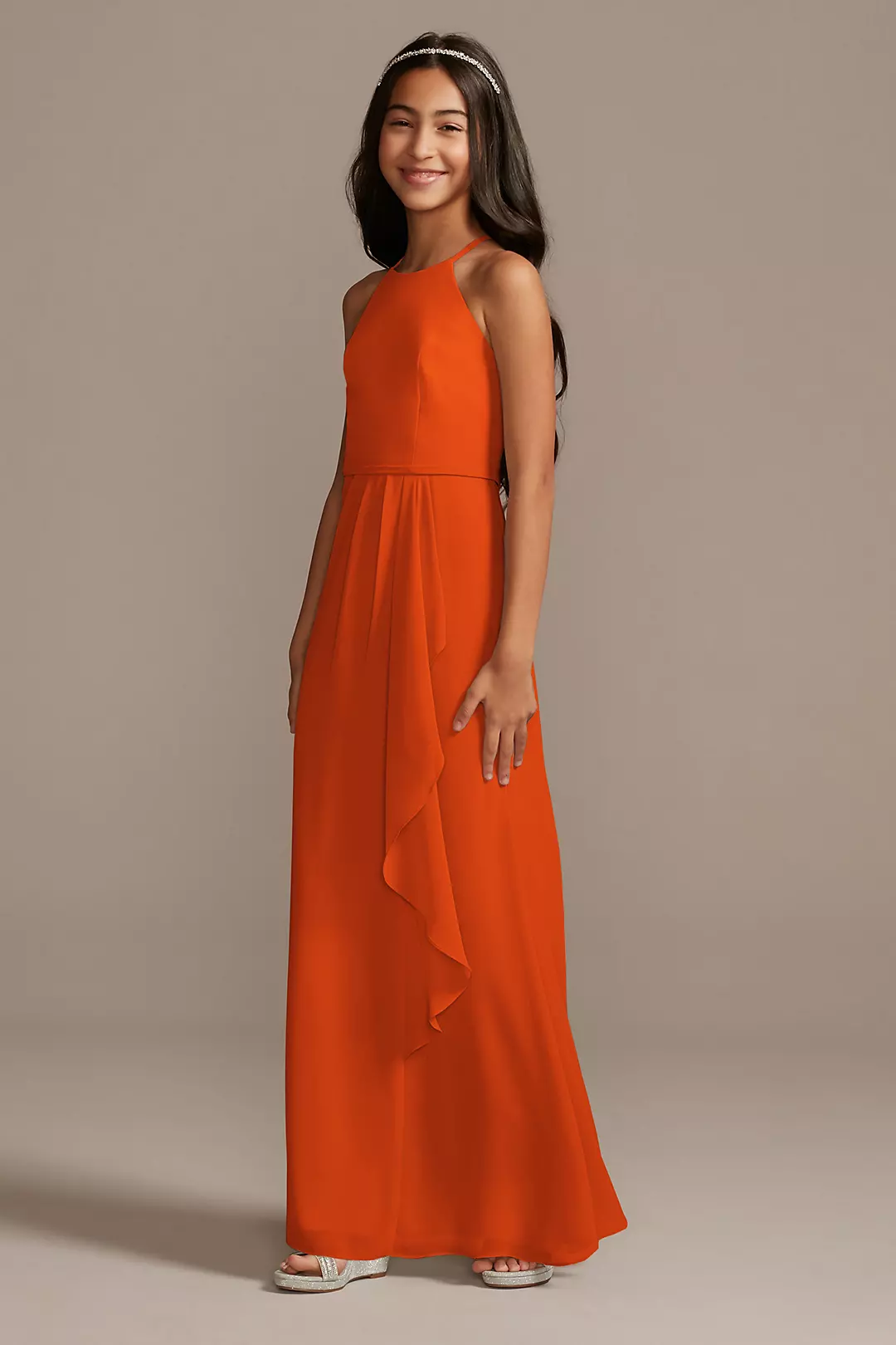 High Neck Chiffon Girls Dress - Image 21