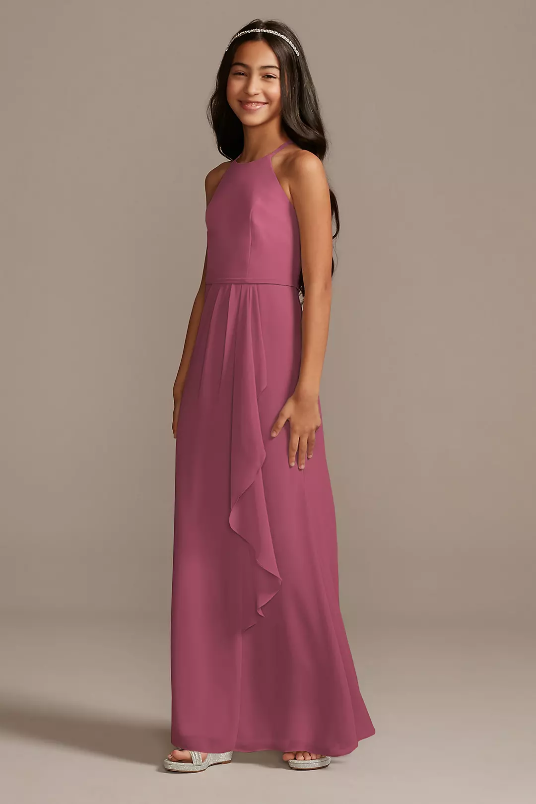 High Neck Chiffon Girls Dress - Image 22