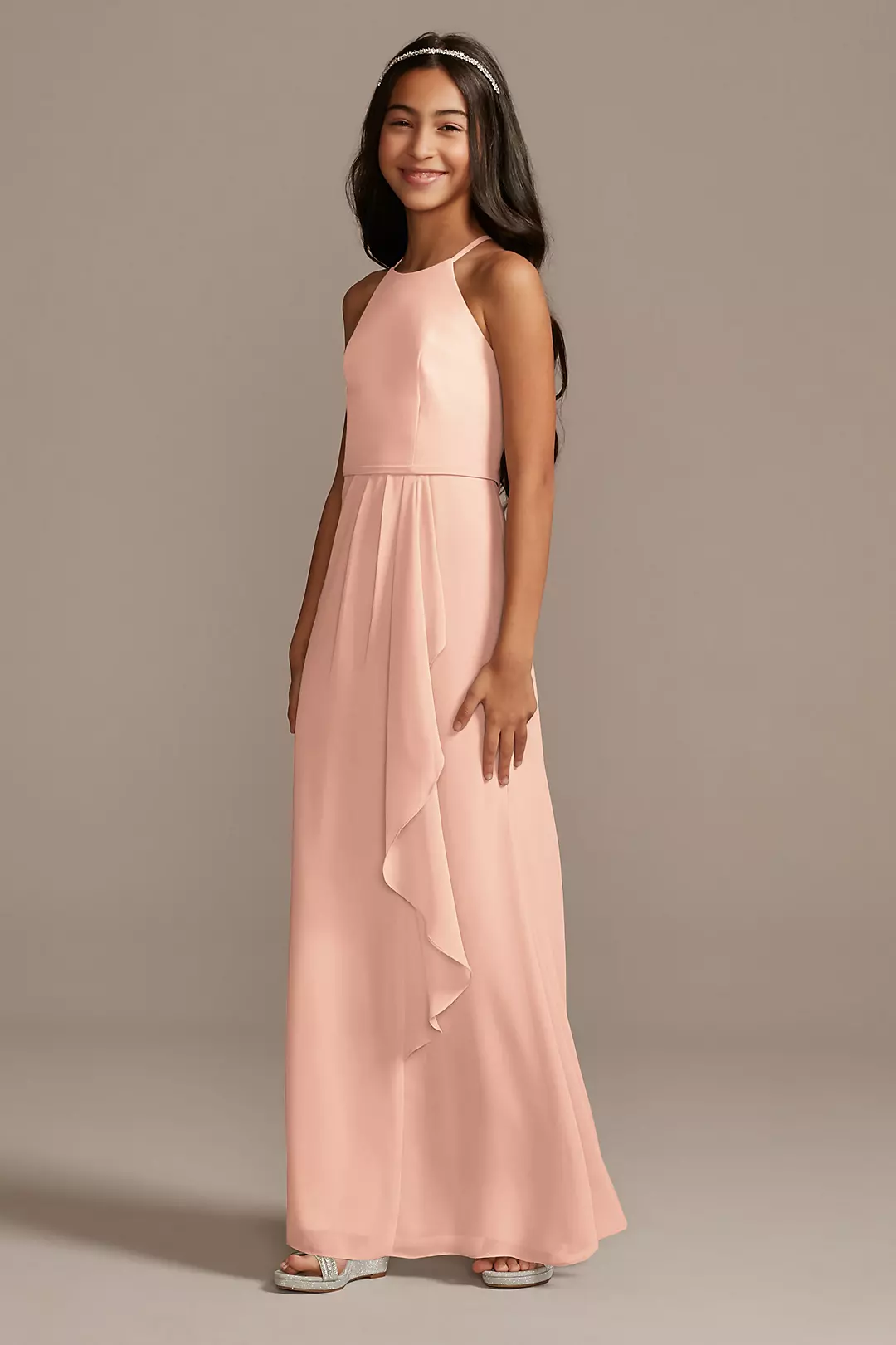 High Neck Chiffon Girls Dress - Image 23