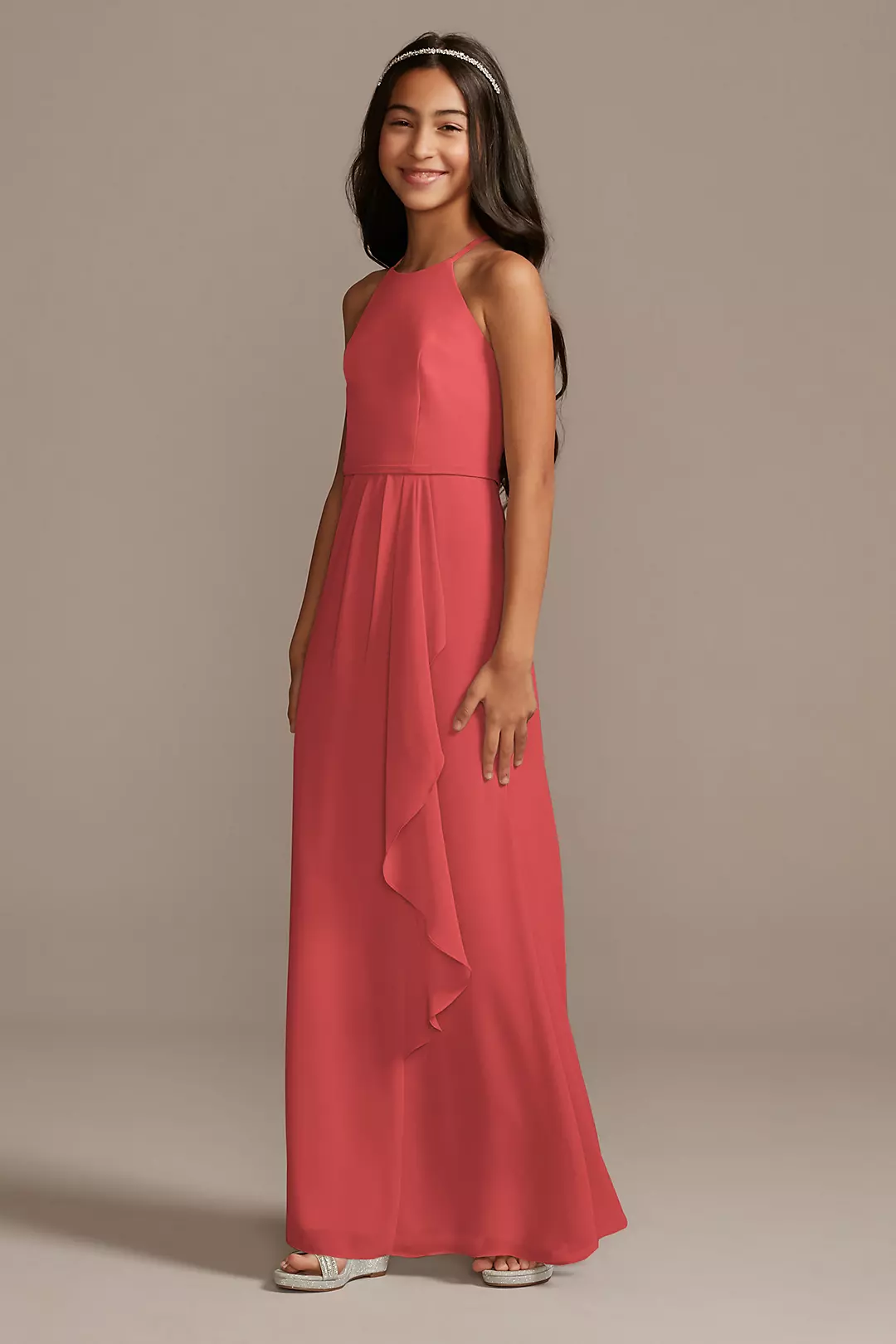 High Neck Chiffon Girls Dress - Image 24