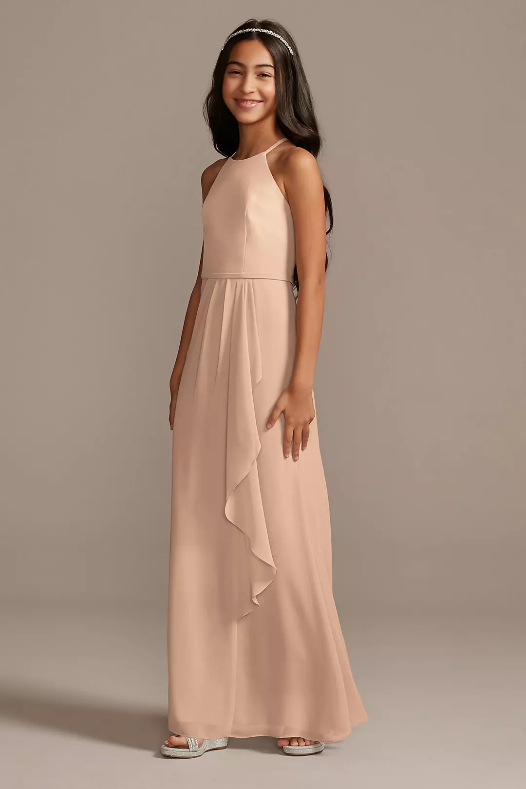 High Neck Chiffon Girls Dress - Image 25