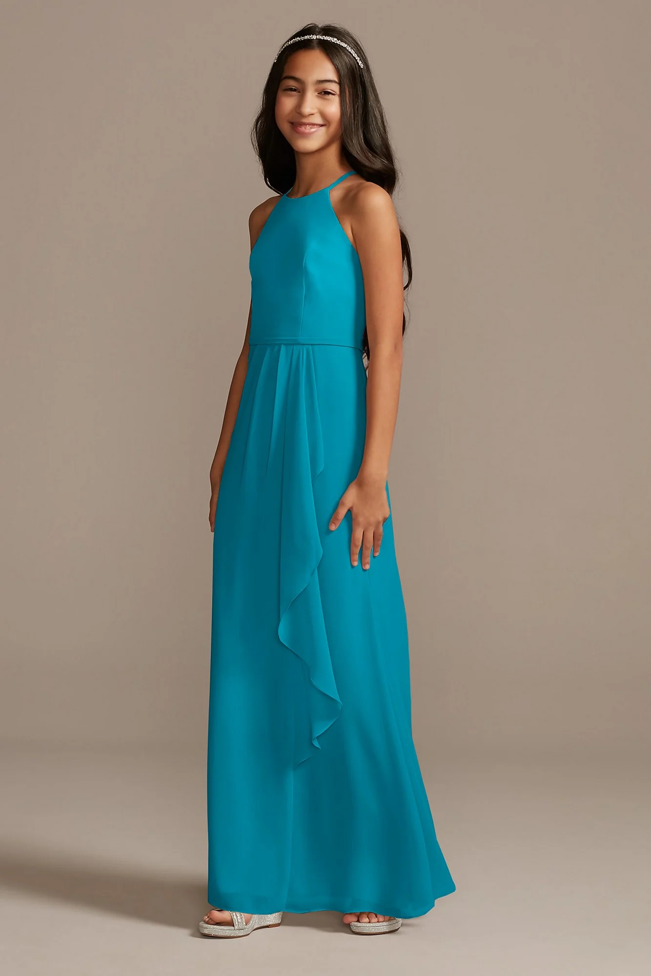 High Neck Chiffon Girls Dress - Image 28