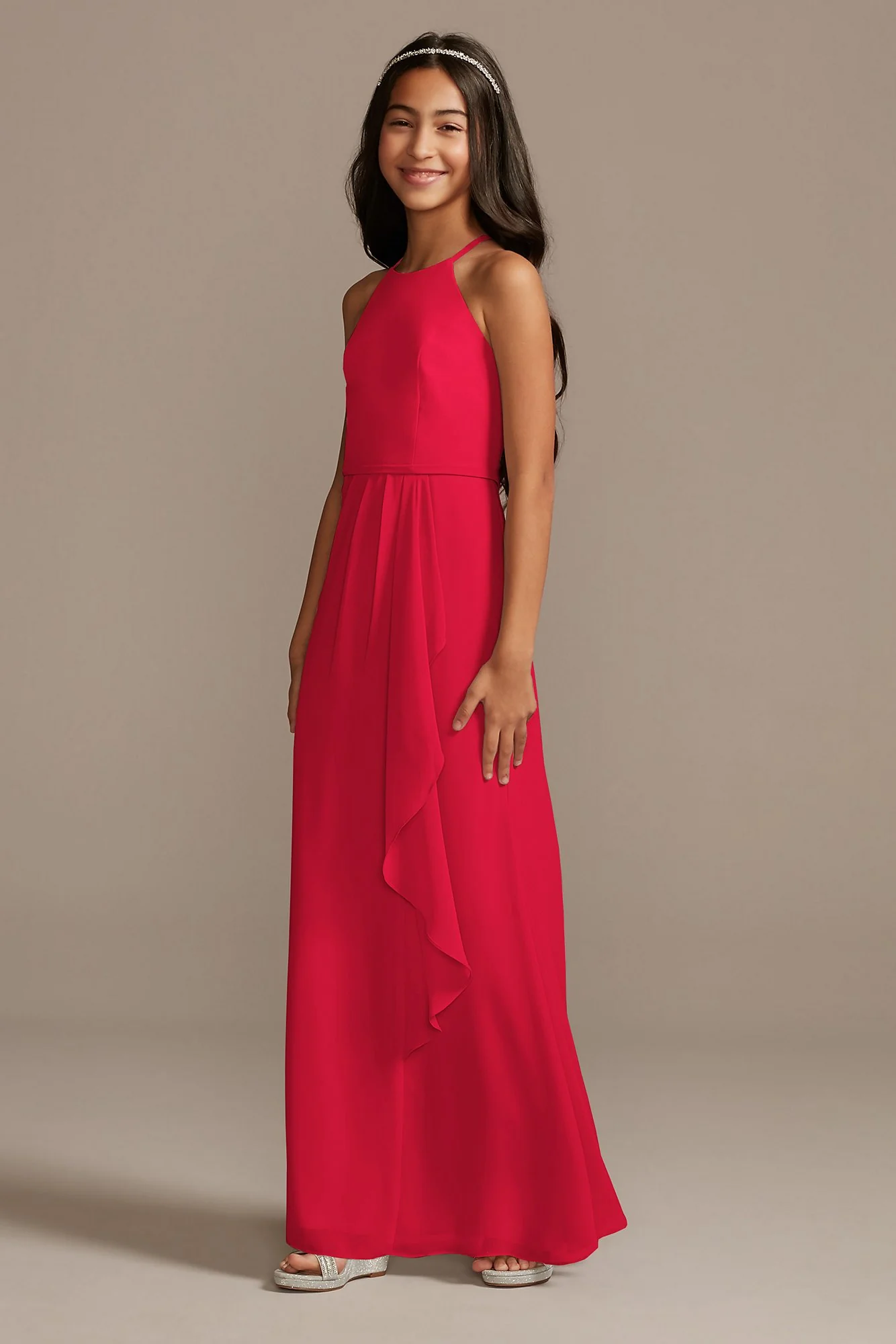 High Neck Chiffon Girls Dress - Image 3