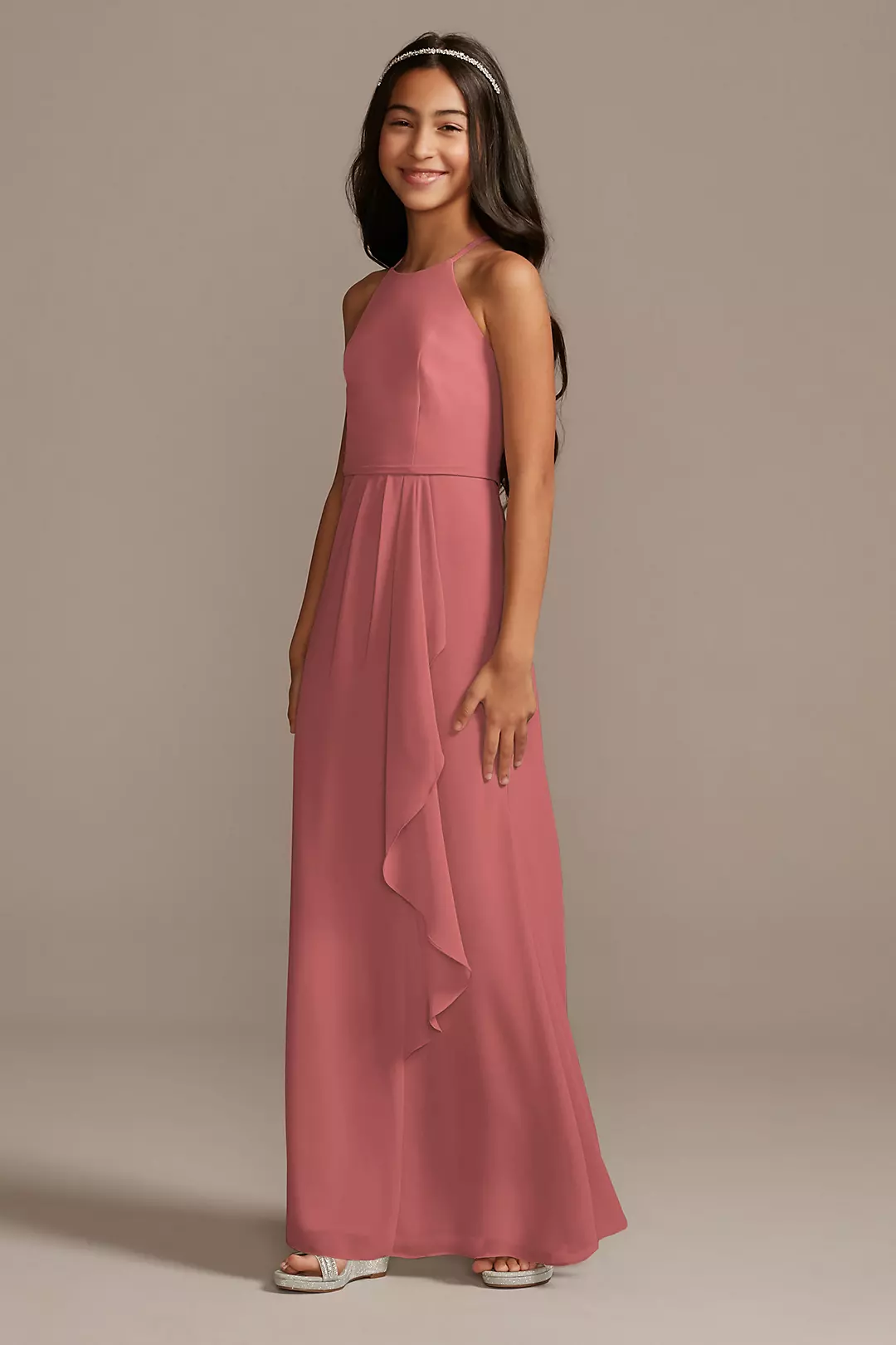High Neck Chiffon Girls Dress - Image 31