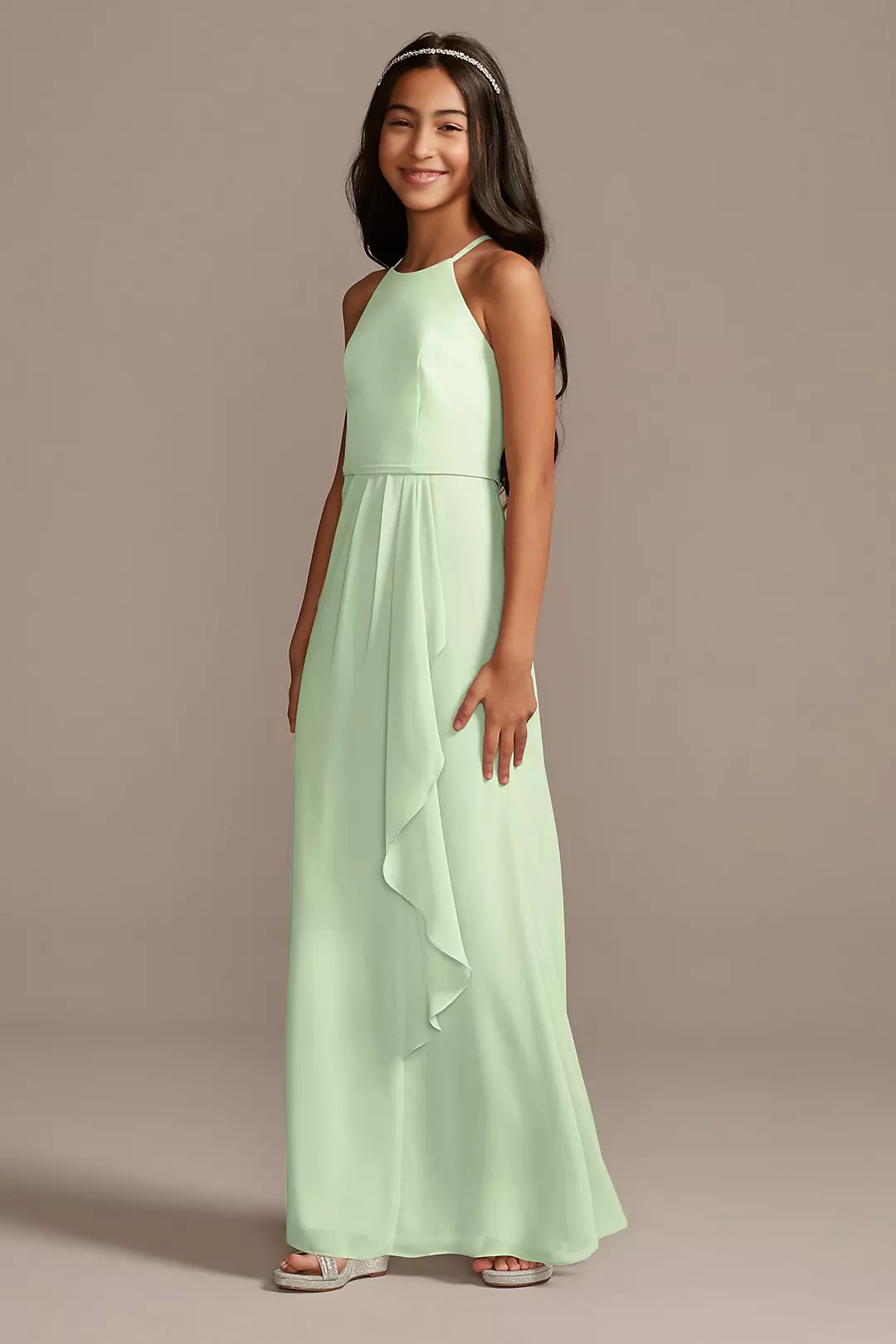 High Neck Chiffon Girls Dress - Image 33