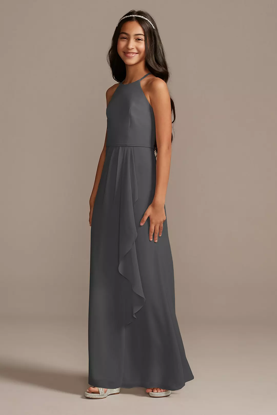 High Neck Chiffon Girls Dress - Image 34
