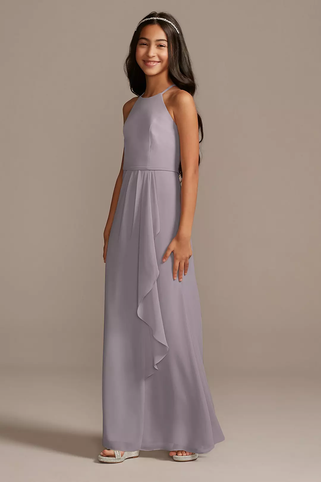 High Neck Chiffon Girls Dress - Image 35
