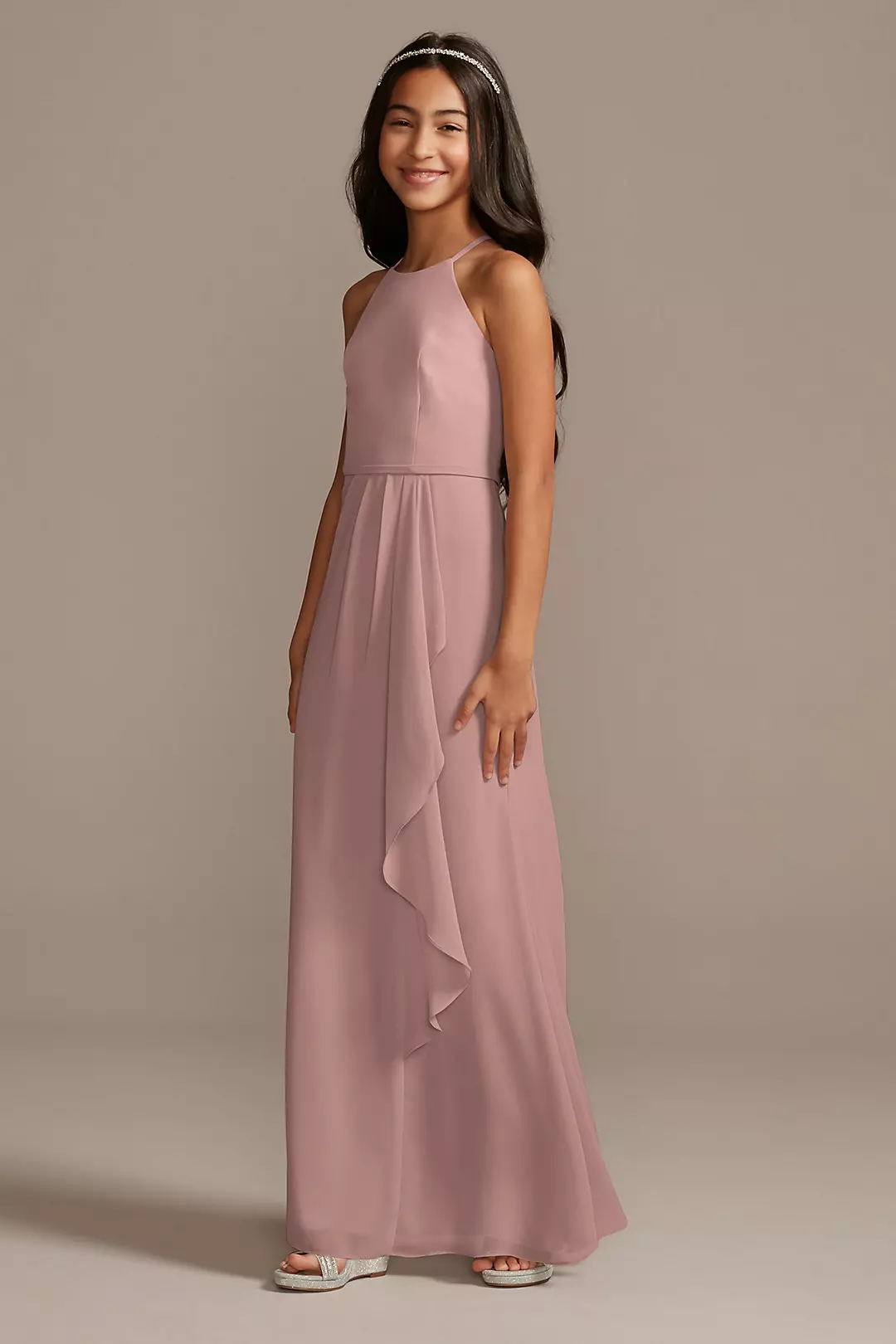High Neck Chiffon Girls Dress - Image 39