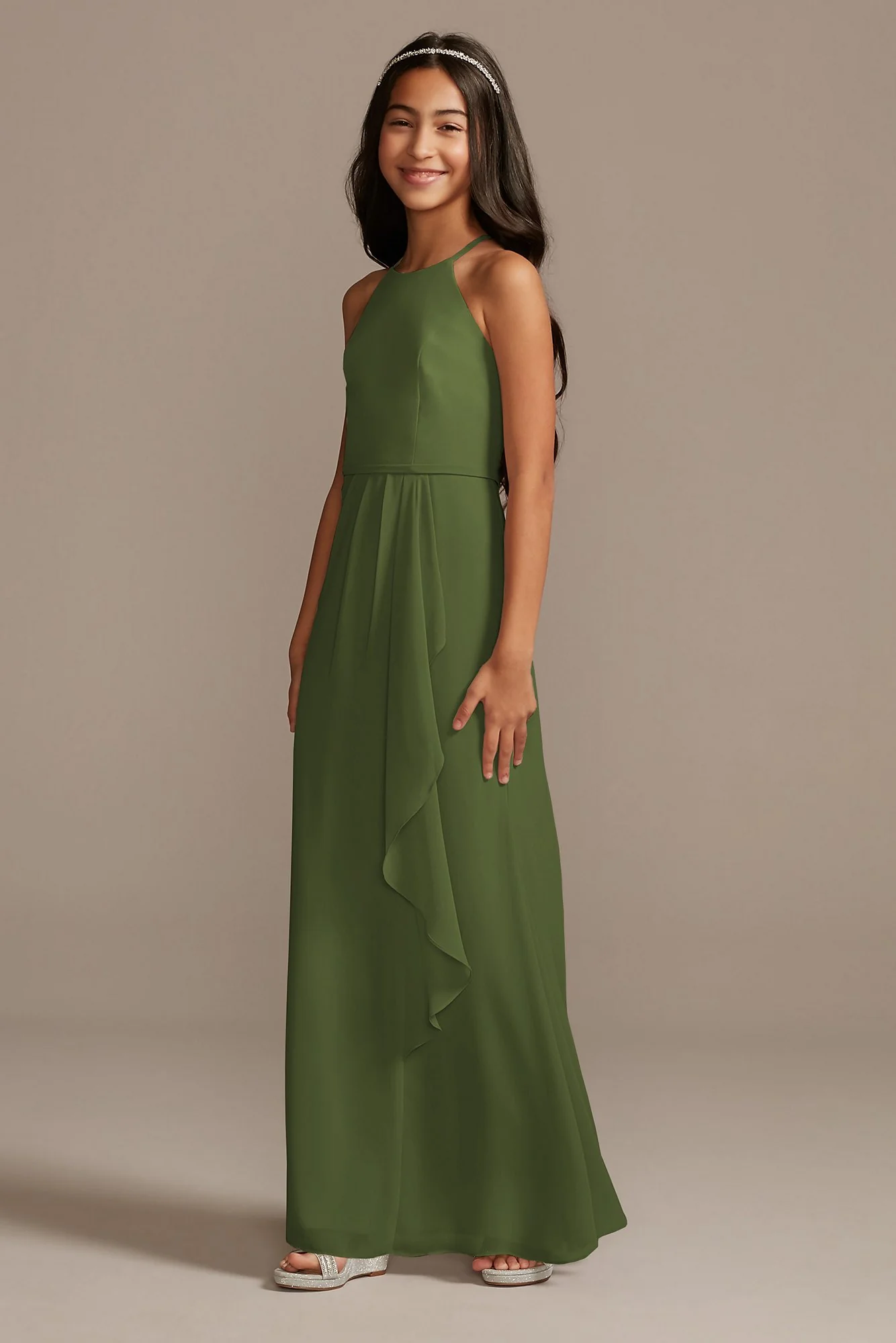 High Neck Chiffon Girls Dress - Image 4