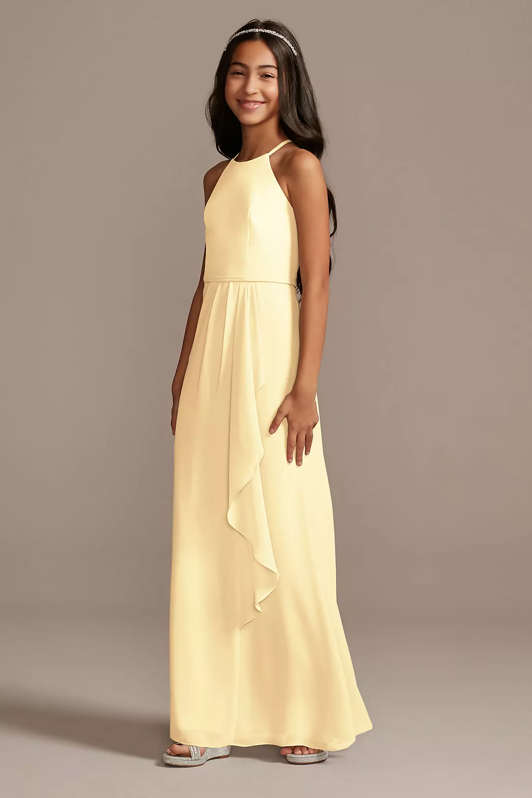 High Neck Chiffon Girls Dress - Image 40
